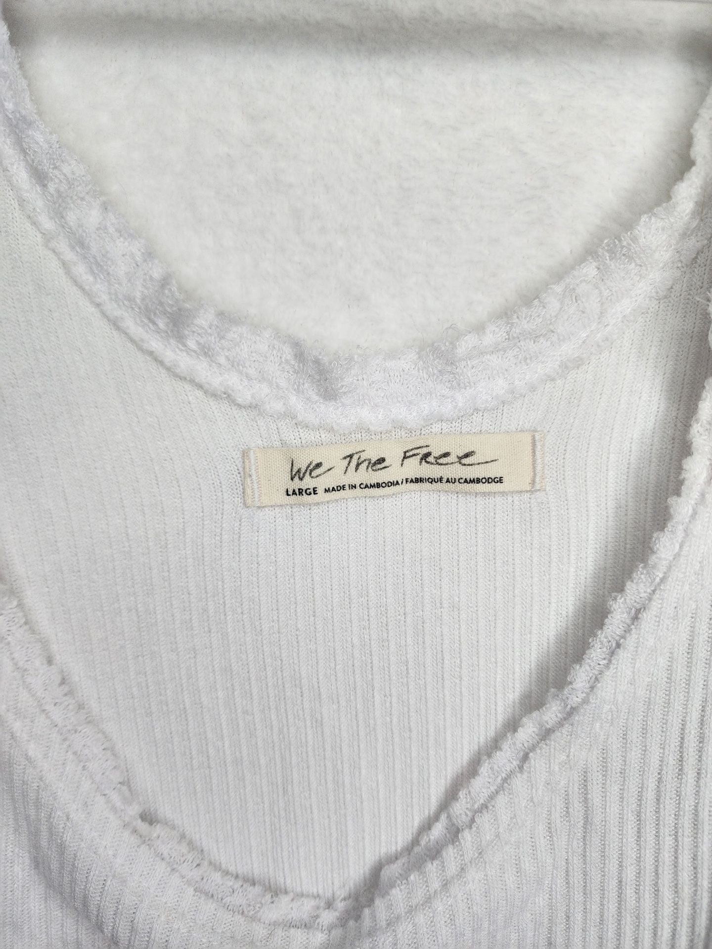 We The Free Ribbed Tank Top Size Large White Raw Edge 4