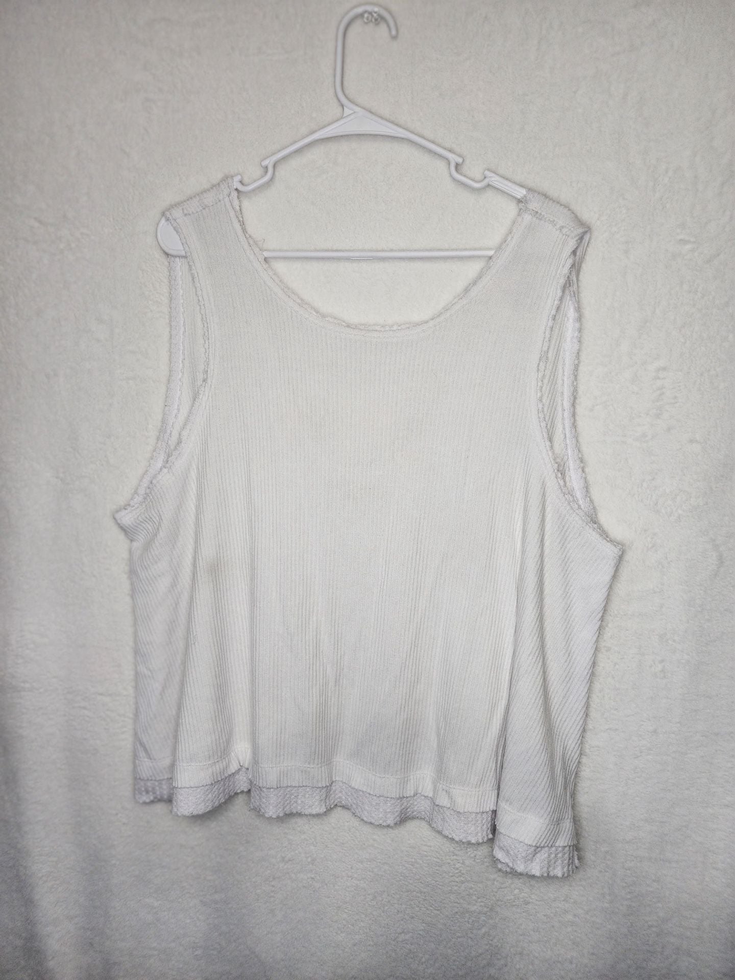 We The Free Ribbed Tank Top Size Large White Raw Edge 6