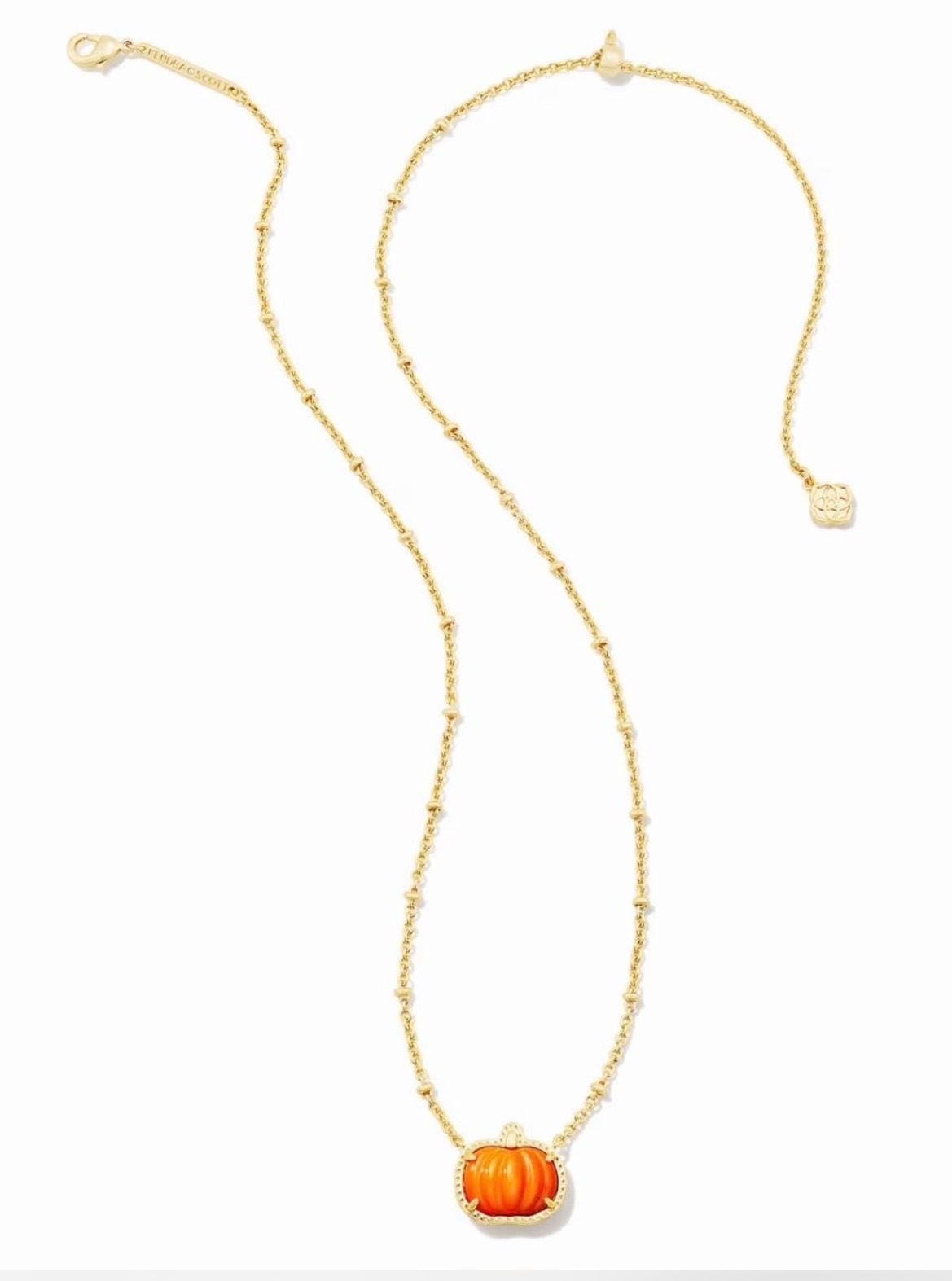 Kendra Scott Pumpkin Gold Short Pendant Necklace Orange Mother-of-Pearl 3