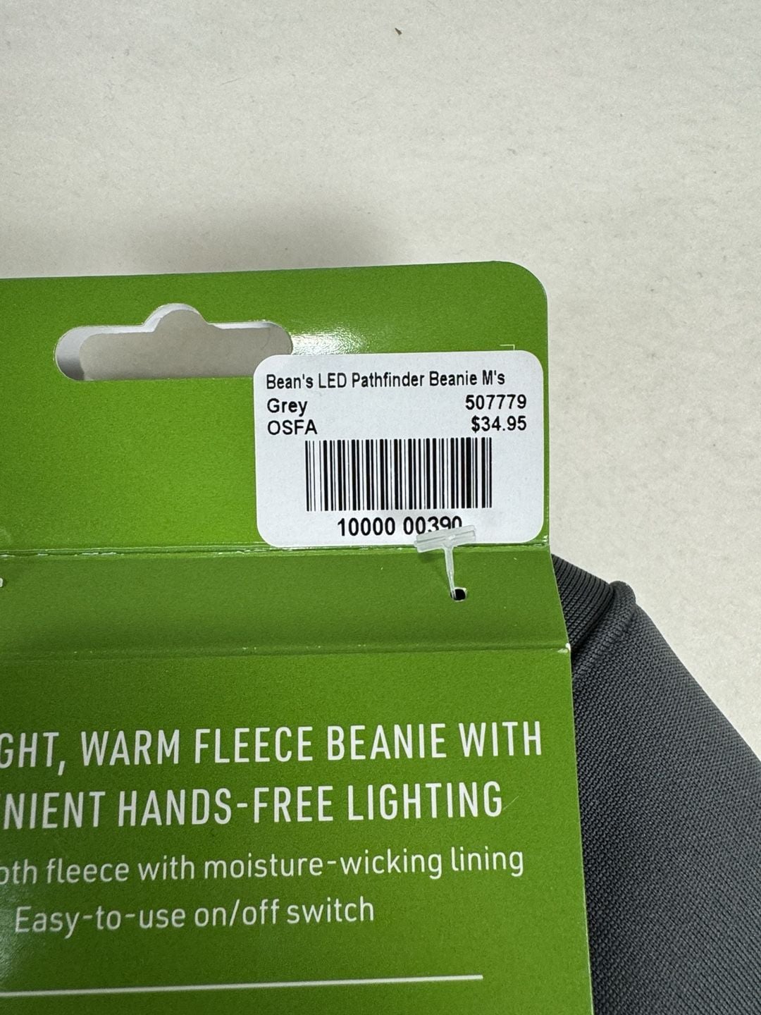L.L. Bean LED Pathfinder Beanie OSFA Grey Fleece Lighted Hat 7