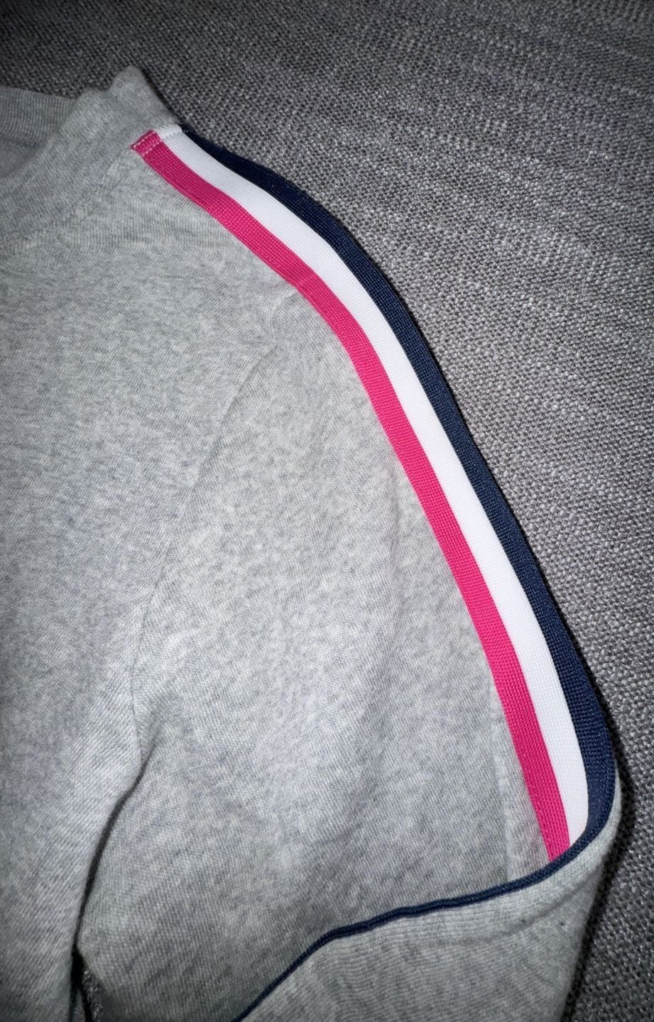 J.Crew Striped Sleeve Sweatshirt Size S Gray Heather Pullover 4