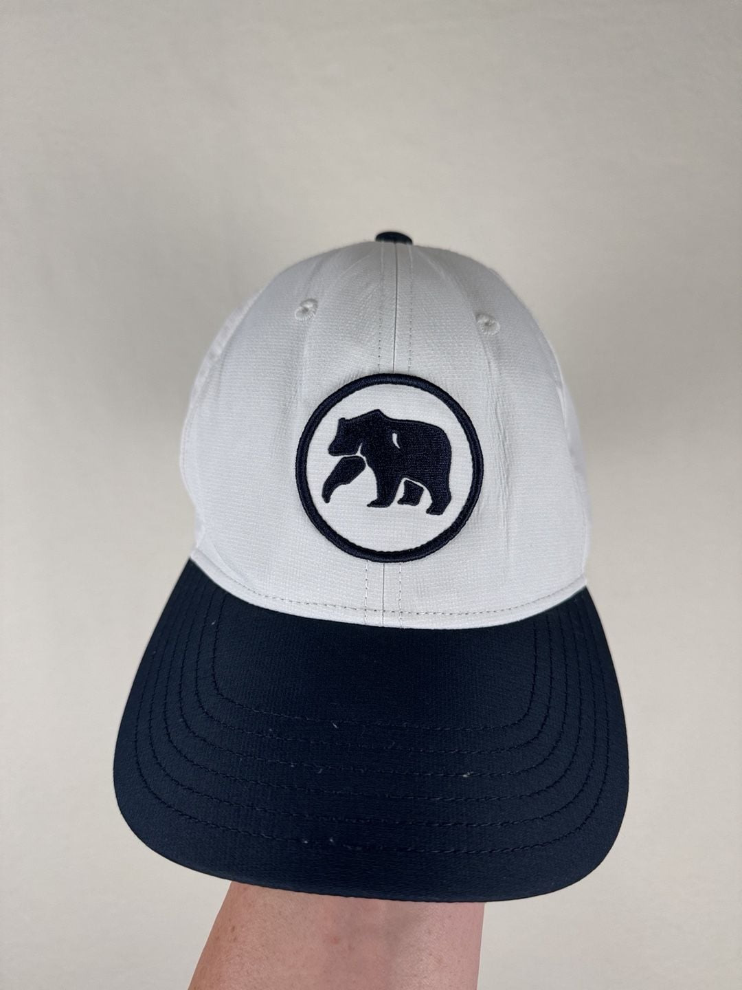 The Normal Brand Bear Logo Baseball Hat Cap White Navy 2