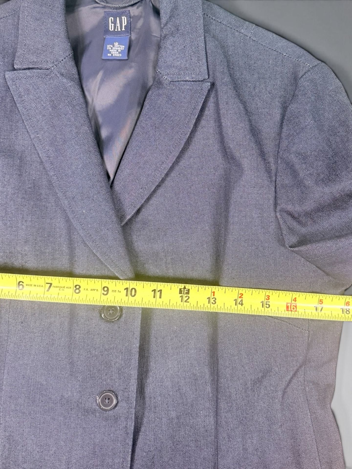 Women’s Gap Denim Blazer Size 12 Blue Cotton Stretch Casual Suit Jacket 6