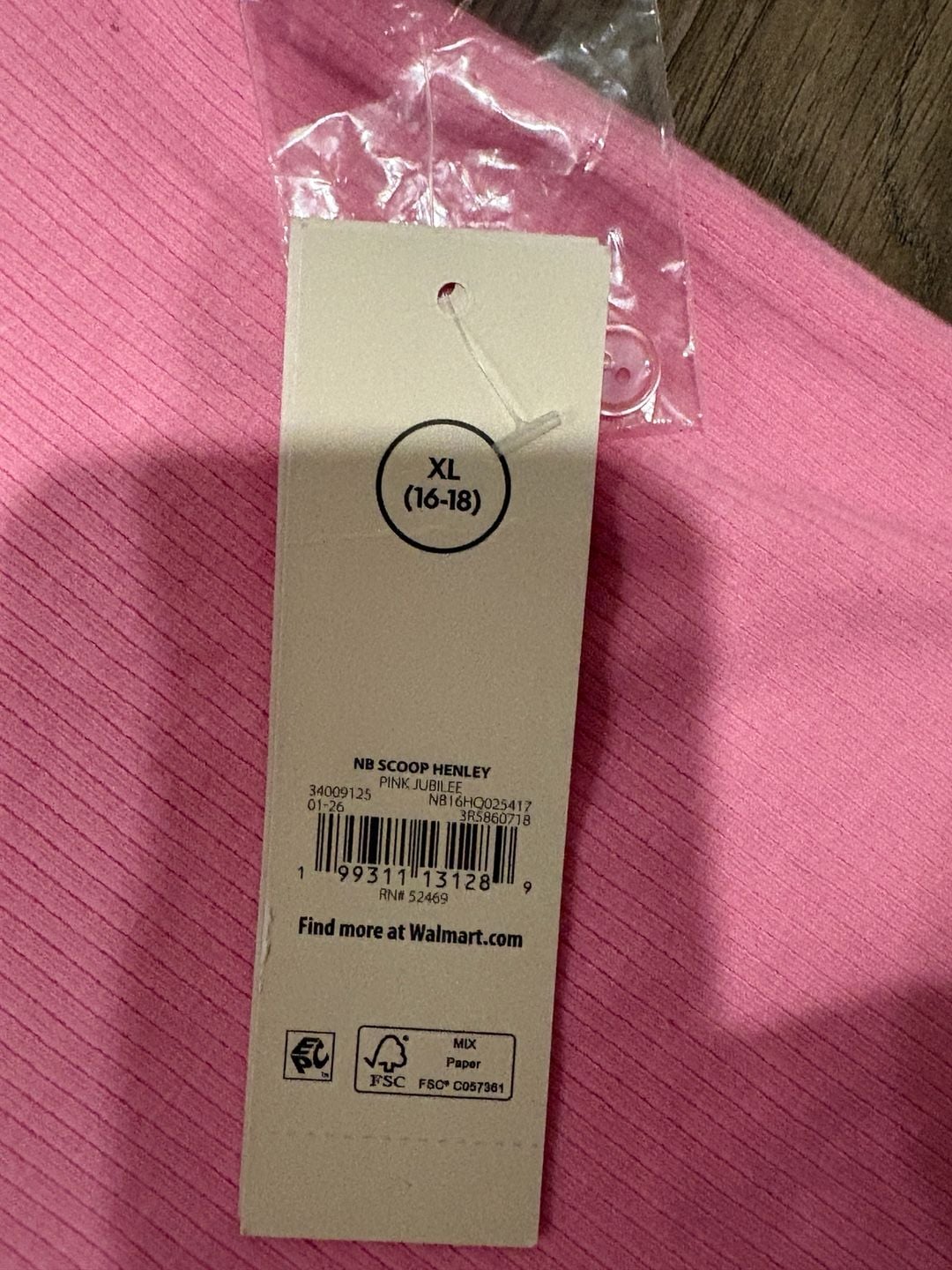 No Boundaries Scoop Henley Size XL (16-18) Pink Jubilee 4