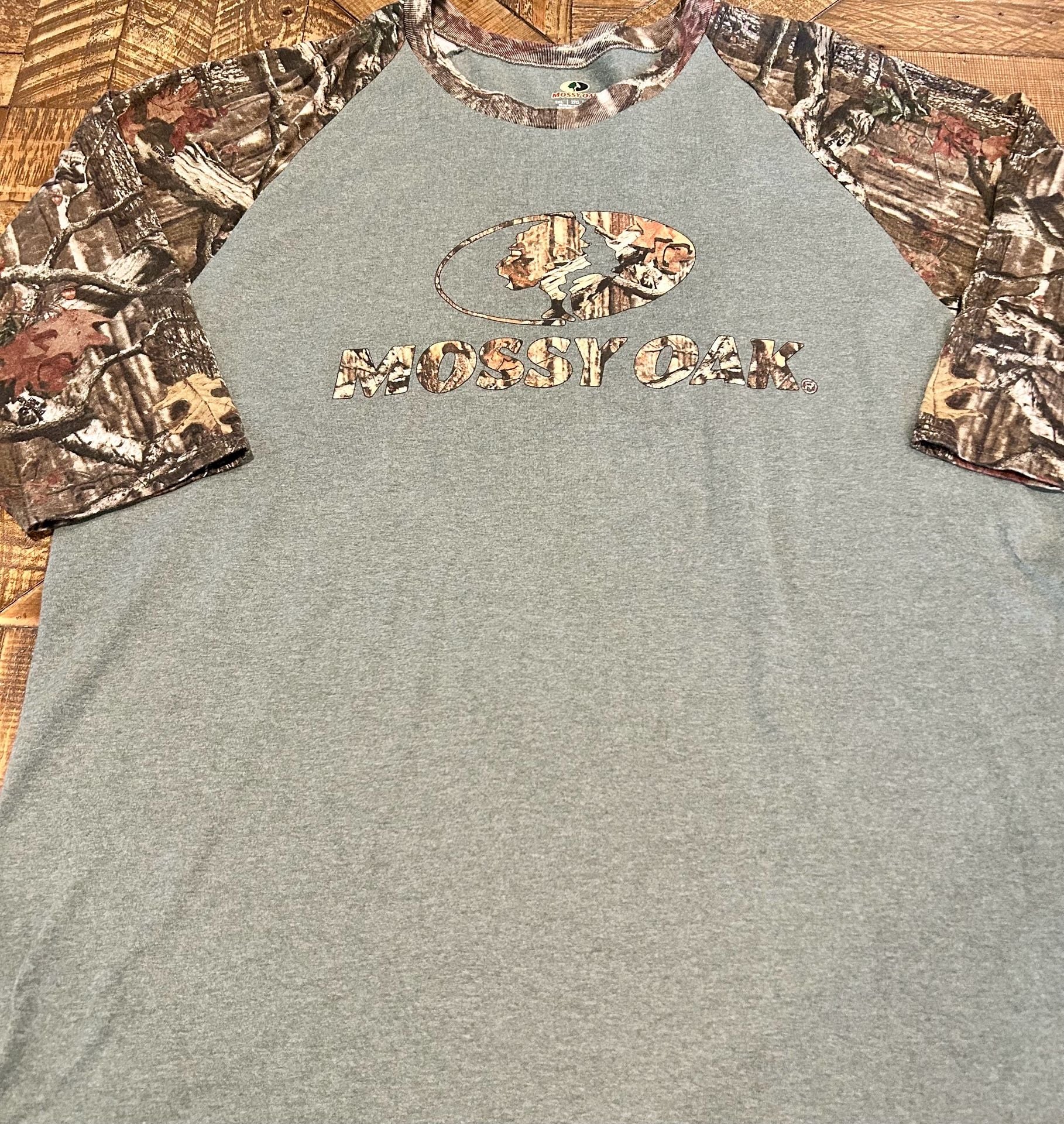 Mossy Oak Camo Raglan T-Shirt Size 2XL Green Camouflage Graphic Tee 2