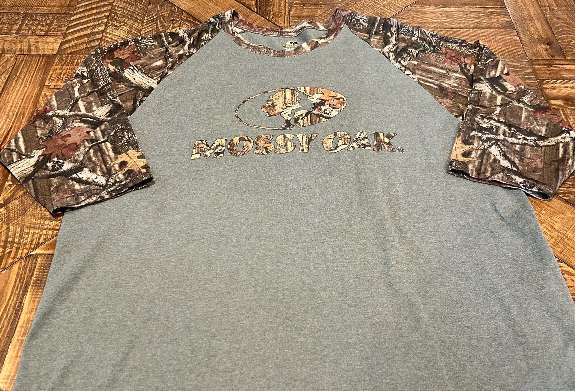Mossy Oak Camo Raglan T-Shirt Size 2XL Green Camouflage Graphic Tee 3