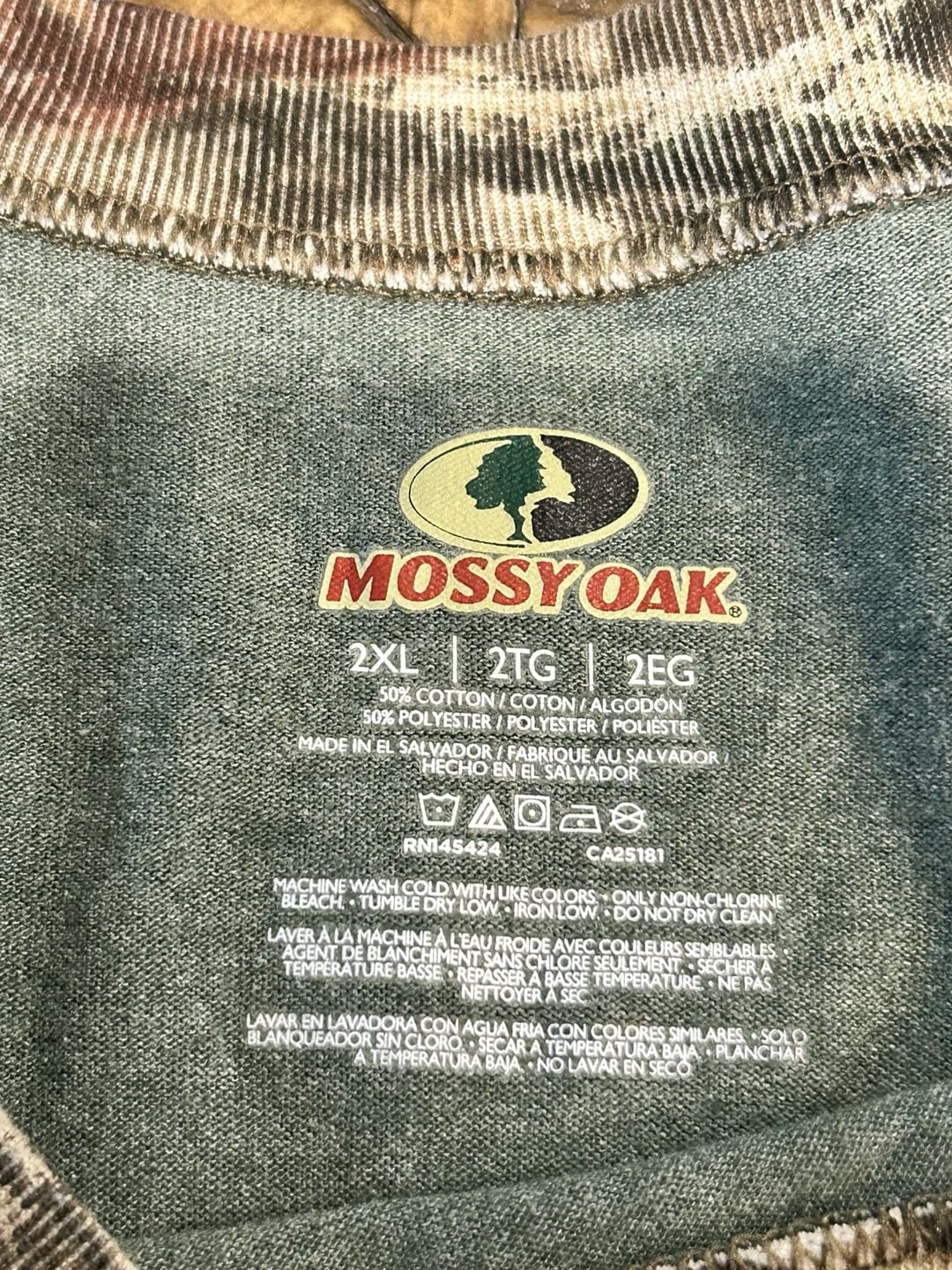 Mossy Oak Camo Raglan T-Shirt Size 2XL Green Camouflage Graphic Tee 4