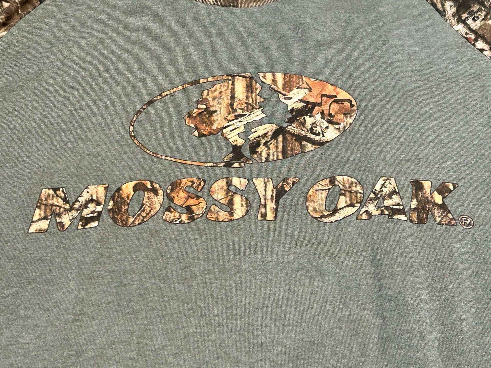 Mossy Oak Camo Raglan T-Shirt Size 2XL Green Camouflage Graphic Tee 5