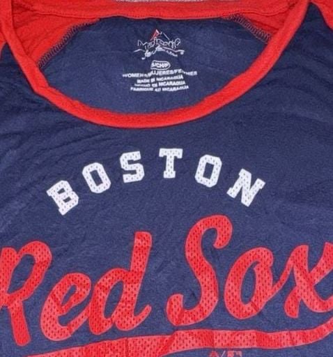 Majestic Boston Red Sox Raglan Shirt Size S Blue Red MLB Baseball 3