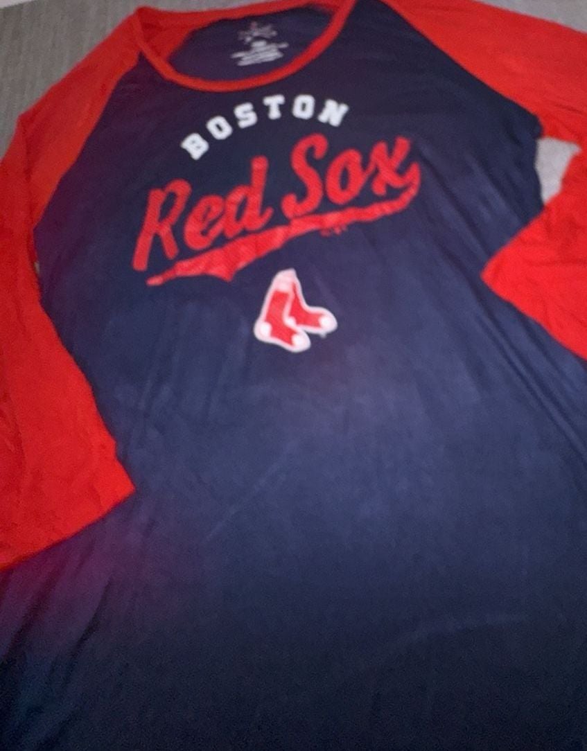 Majestic Boston Red Sox Raglan Shirt Size S Blue Red MLB Baseball 4