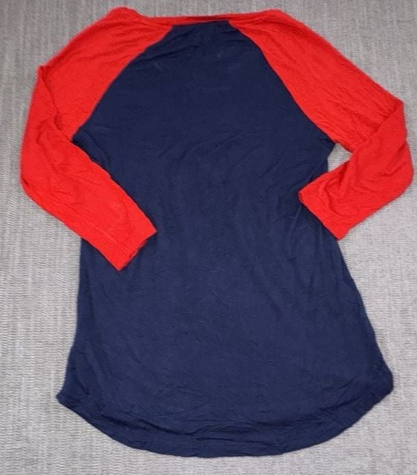Majestic Boston Red Sox Raglan Shirt Size S Blue Red MLB Baseball 5