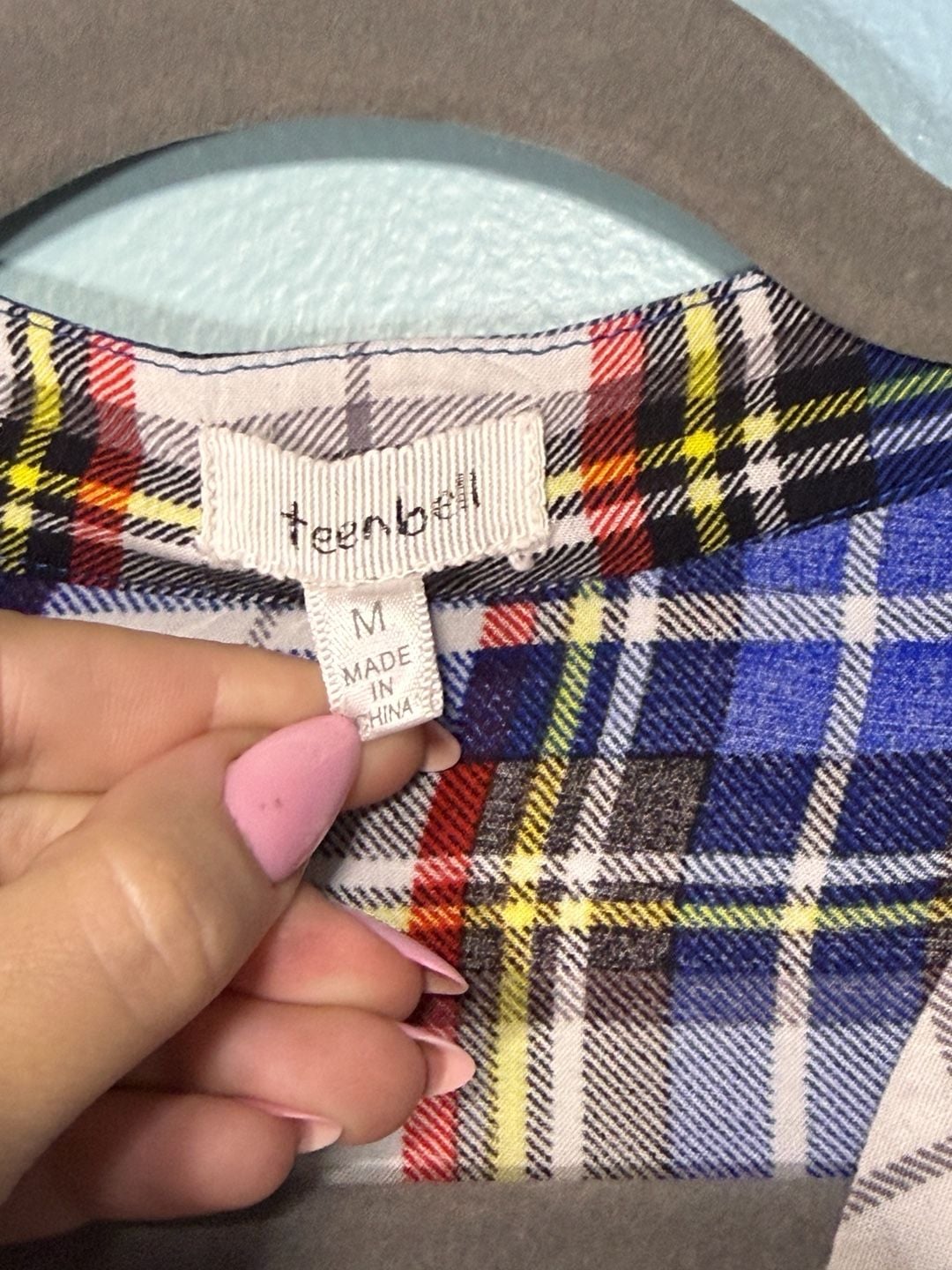 Market & Spruce Plaid Popover Blouse Small Blue 6