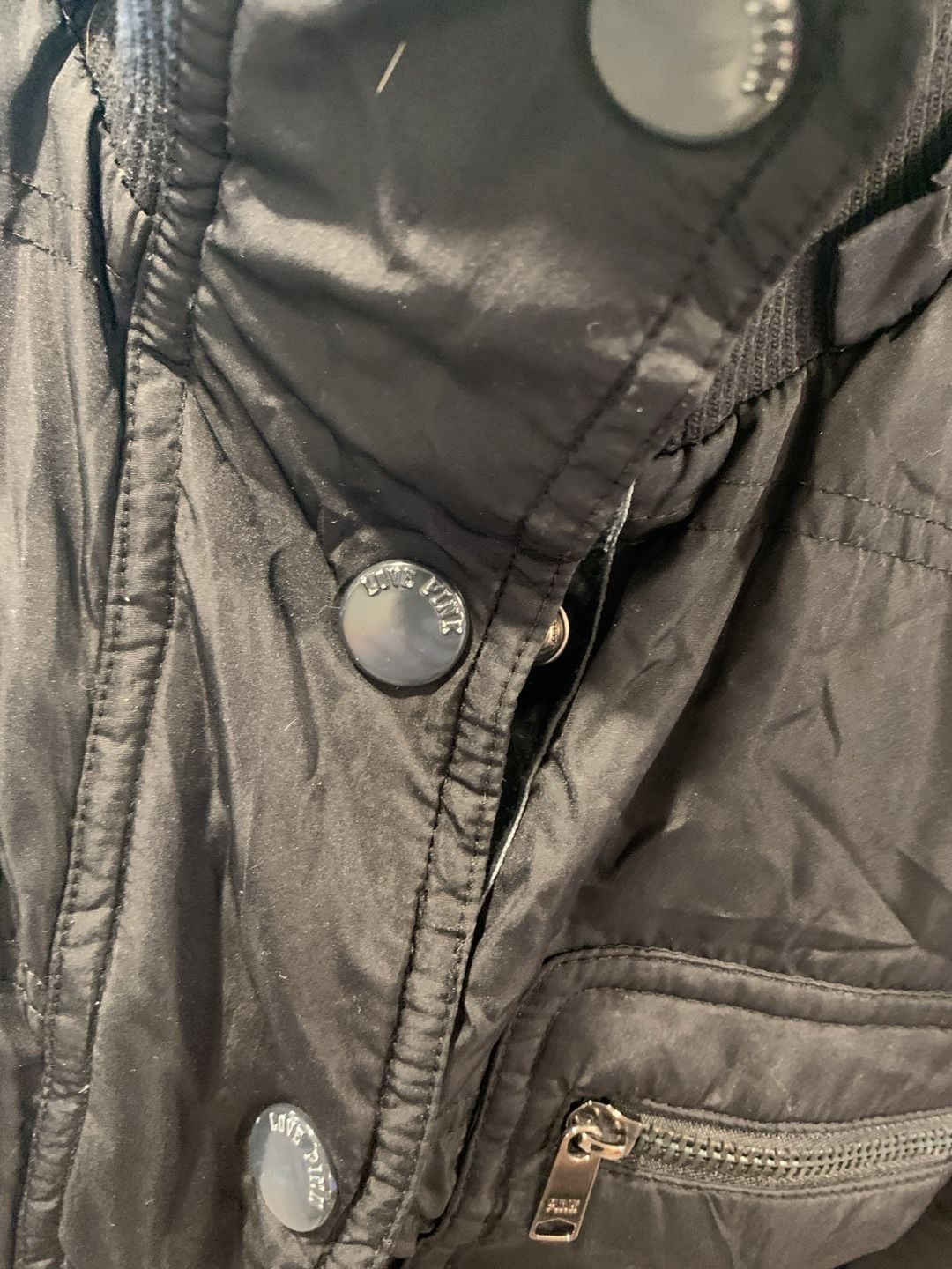 Y2k Victoria's Secret PINK Black Puffer Utility Bomber Jacket 4