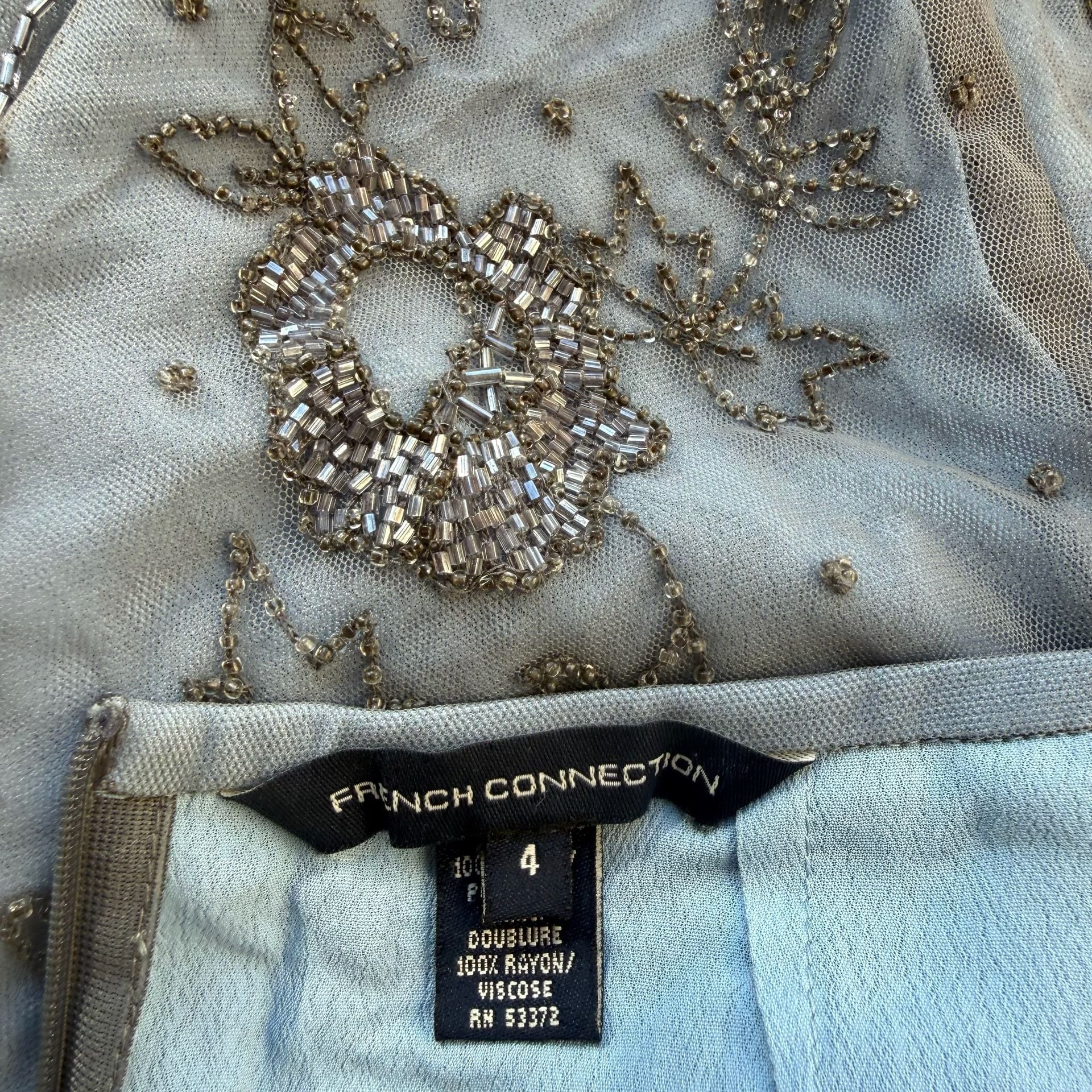Beaded Embellished Light Blue and Silver Mesh Skirt 3