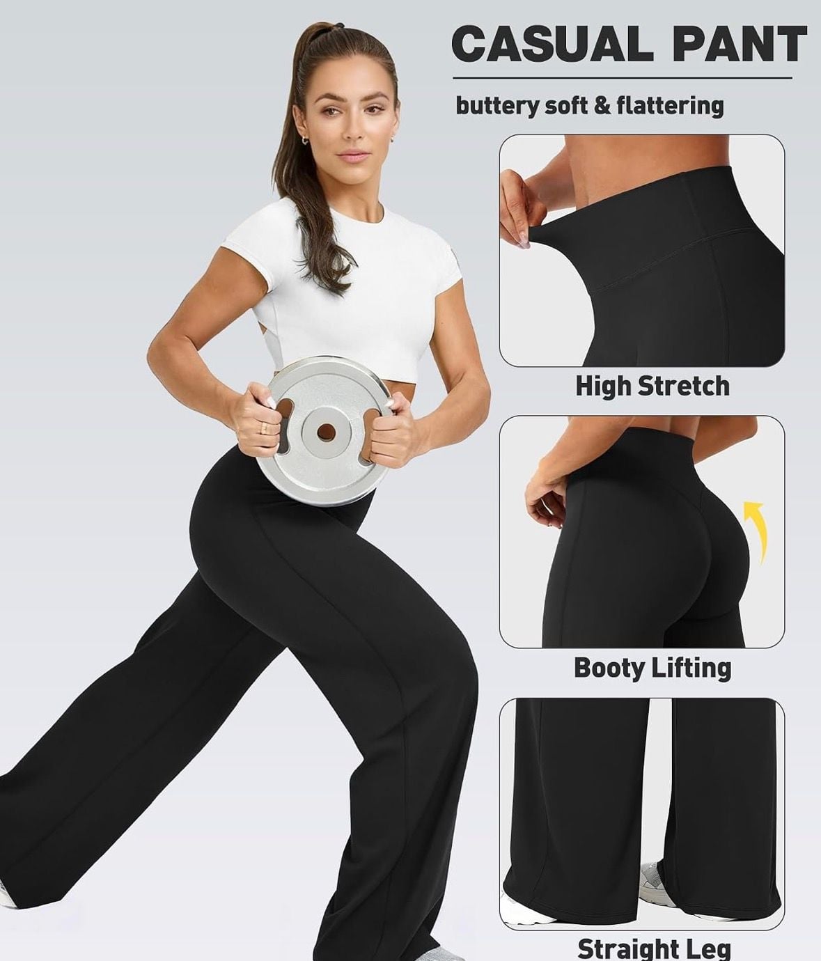 Rich Bria High Waist Straight Leg Yoga Pants Black 5