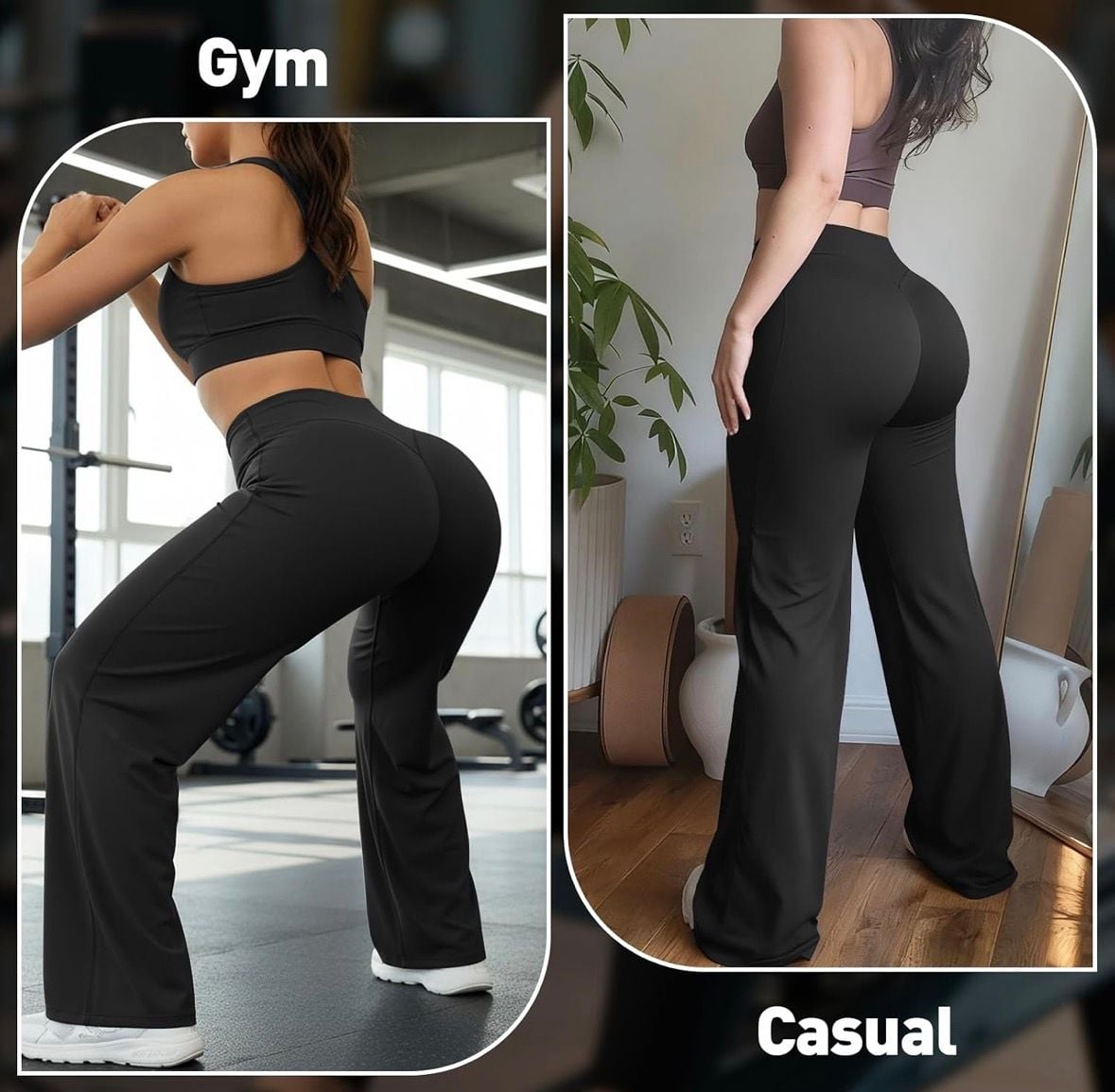 Rich Bria High Waist Straight Leg Yoga Pants Black 6