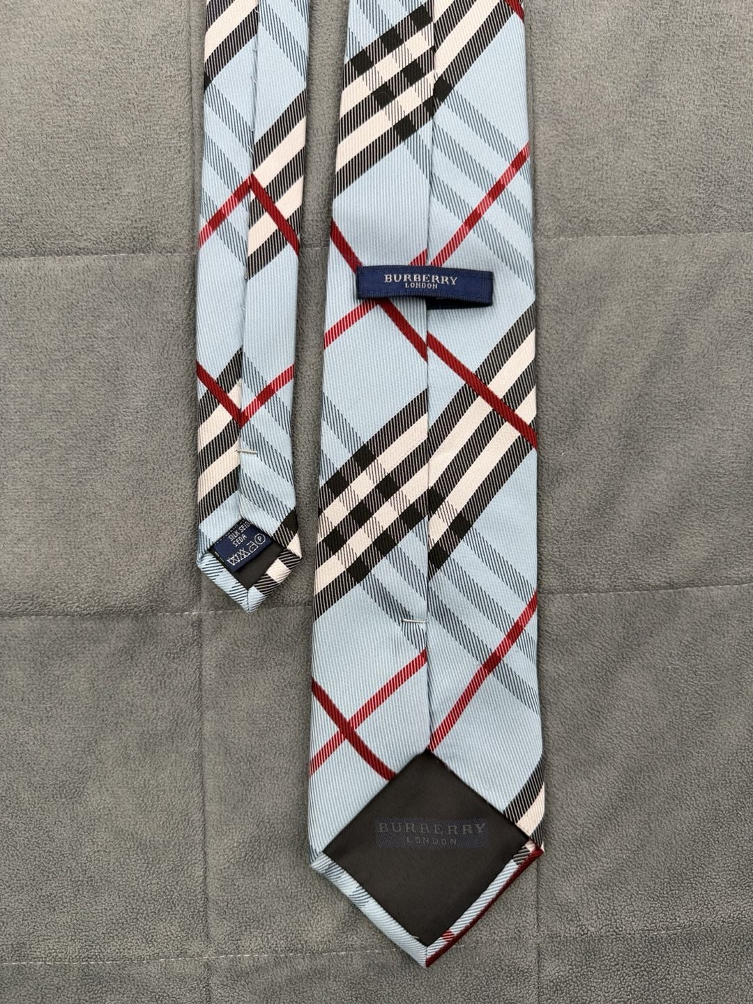 Burberry London Silk Plaid Tie Light Blue Check Italian 1