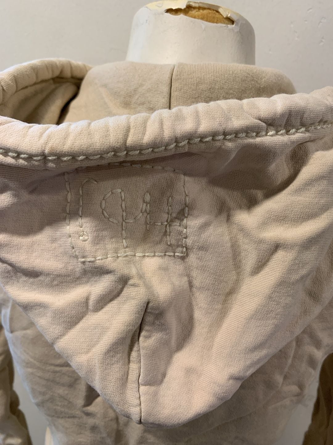 Y2k True Religion Zip Up Hoodie Cream Beige Heavy Stitch 6