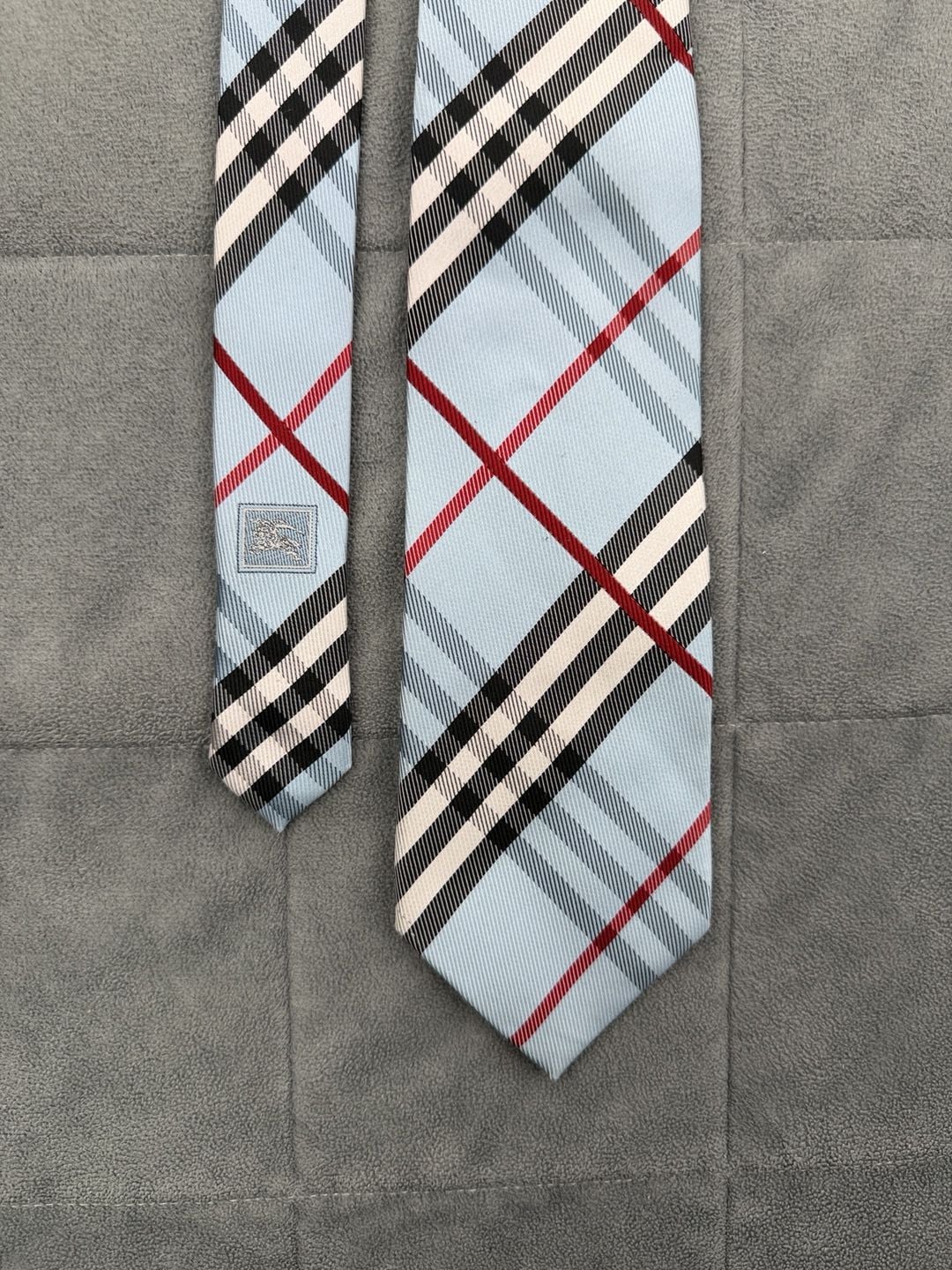 Burberry London Silk Plaid Tie Light Blue Check Italian 3