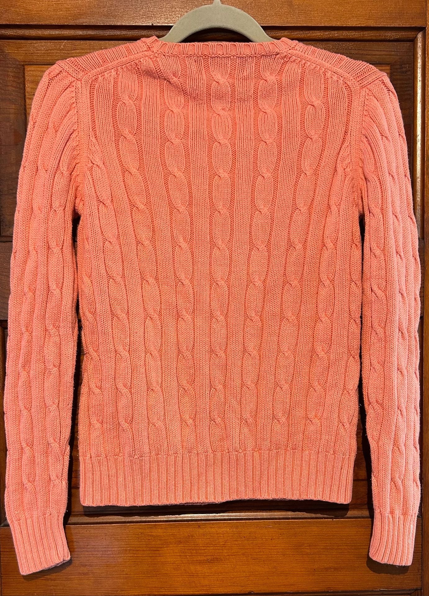 Vineyard Vines Cable Knit Sweater Size M Coral Pink 4