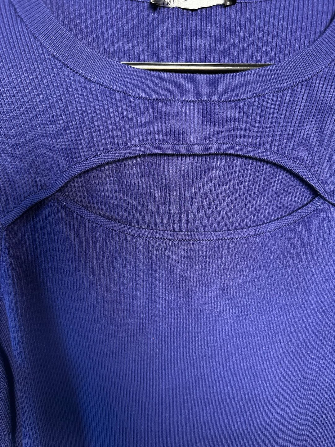 INC International Concepts Sweater Size L Blue Cutout Ribbed Long Sleeve 3