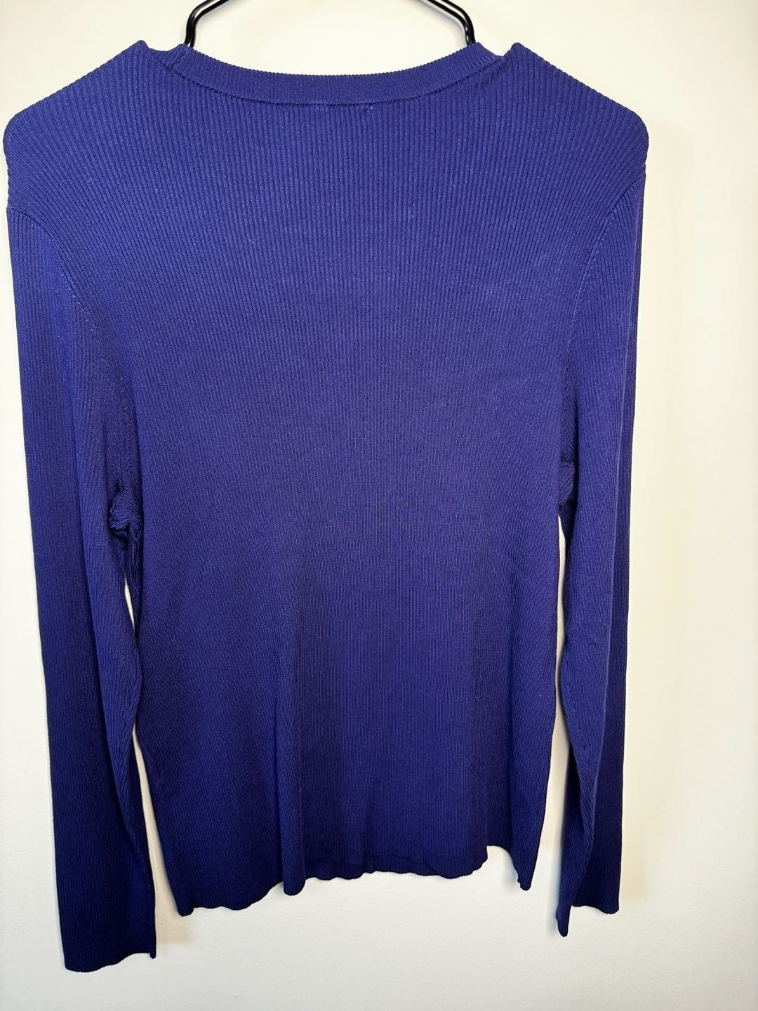 INC International Concepts Sweater Size L Blue Cutout Ribbed Long Sleeve 4
