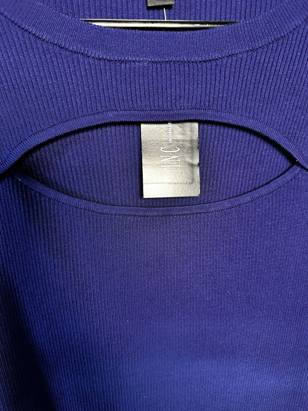 INC International Concepts Sweater Size L Blue Cutout Ribbed Long Sleeve 5