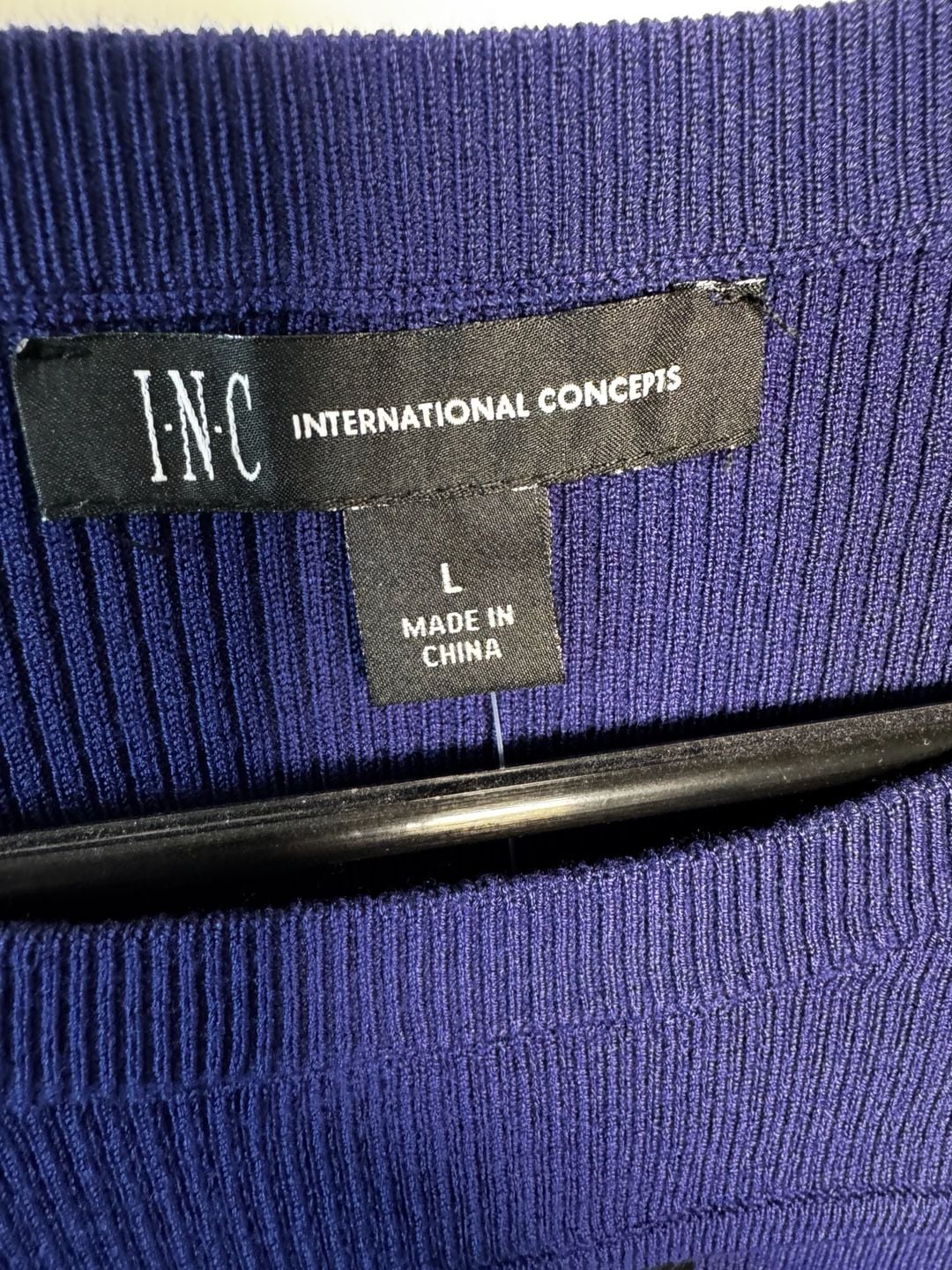 INC International Concepts Sweater Size L Blue Cutout Ribbed Long Sleeve 6