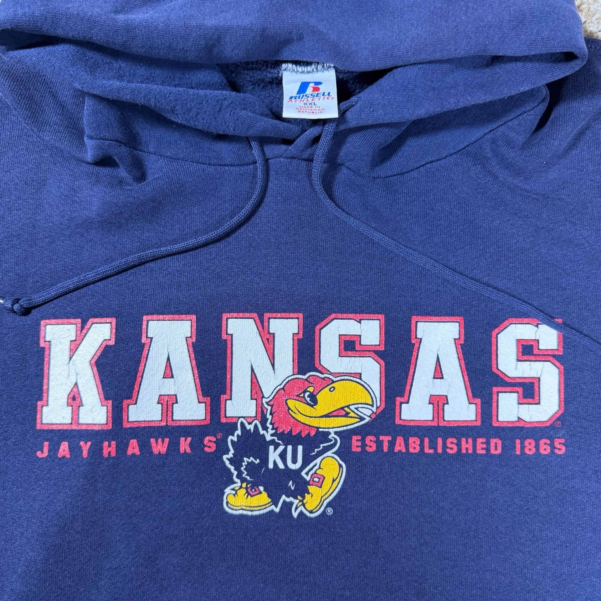 Y2K Russell Athletic Kansas Jayhawks Hoodie Navy 4