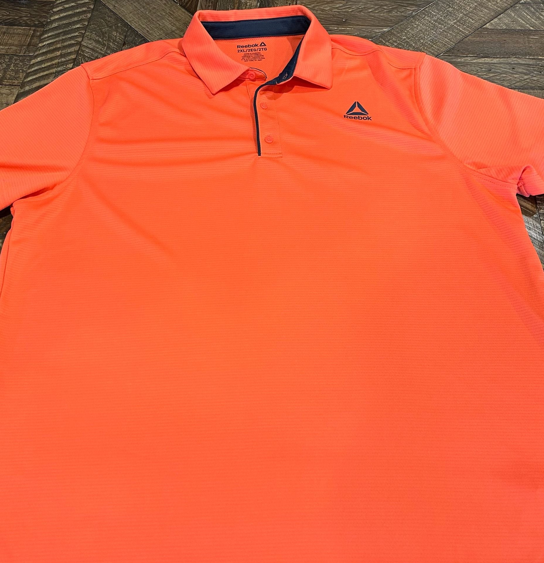 Reebok Polo Shirt 2XL Orange Athletic Golf Tennis Performance Top 2