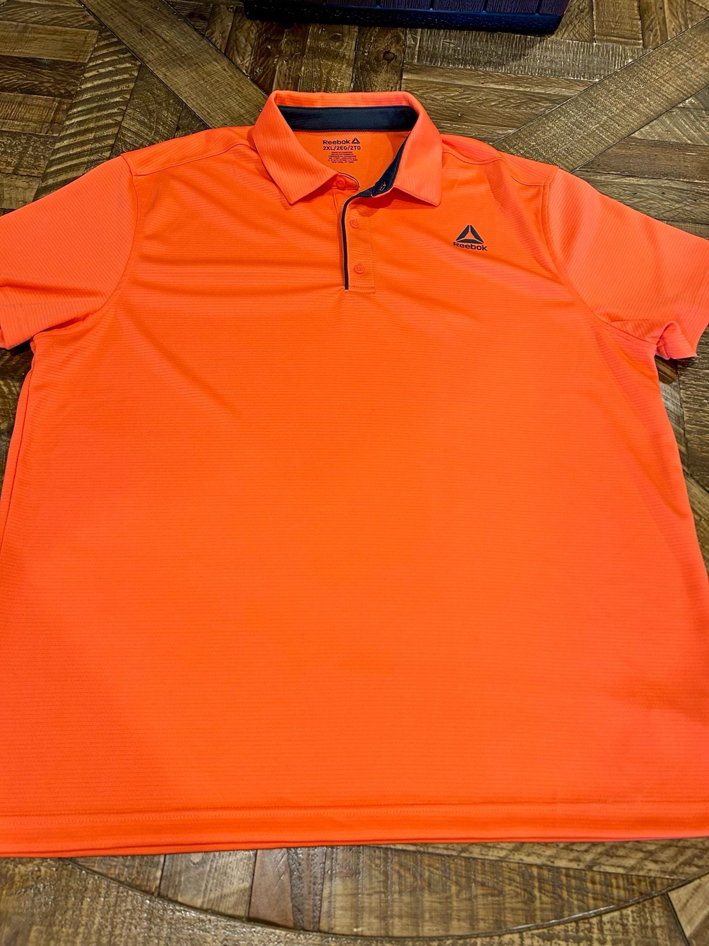 Reebok Polo Shirt 2XL Orange Athletic Golf Tennis Performance Top 5