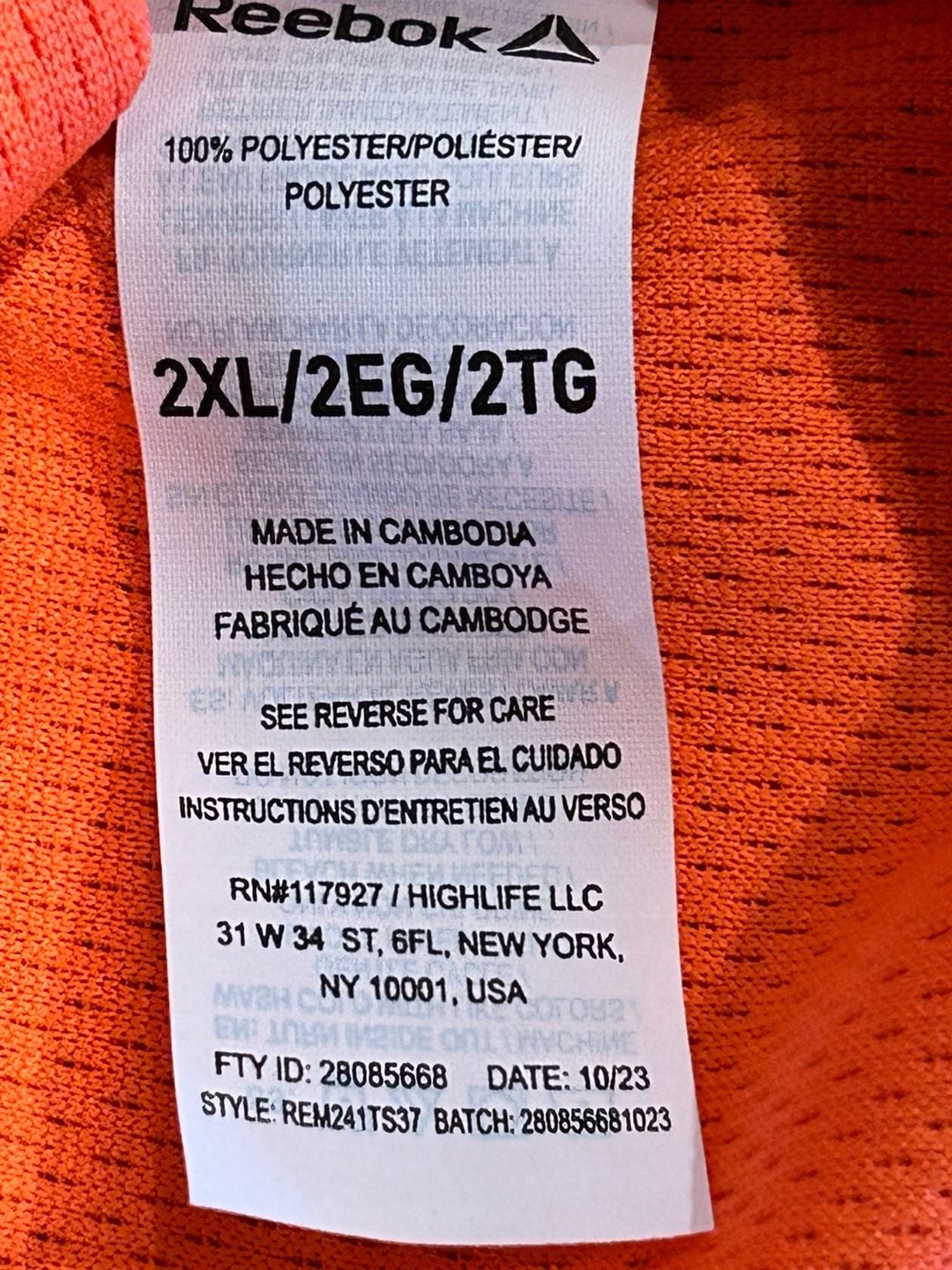 Reebok Polo Shirt 2XL Orange Athletic Golf Tennis Performance Top 6
