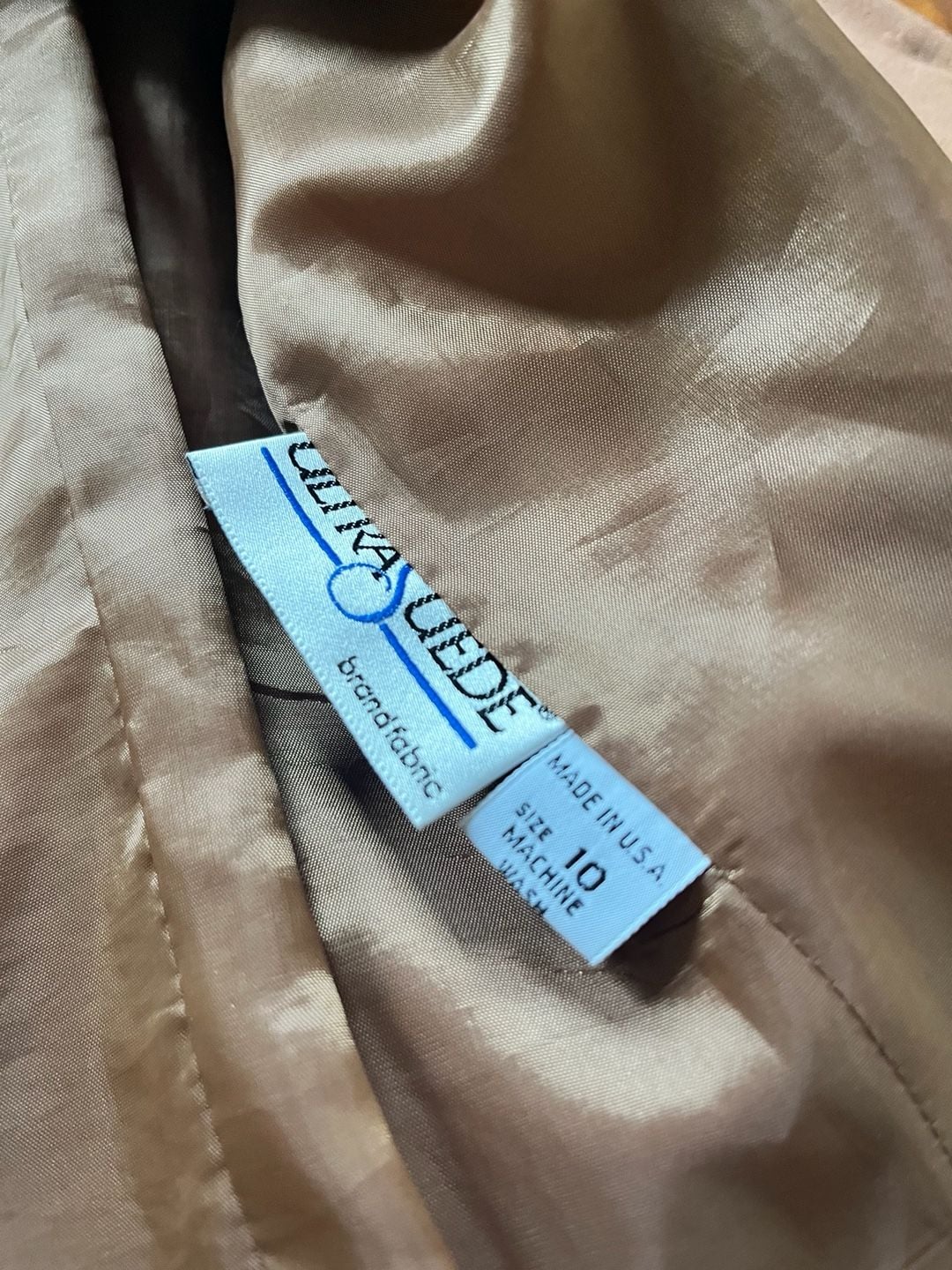 Samuel Robert Ultrasuede Pant Suit Set Size 10 Camel Brown Vintage 70s Old Money 5