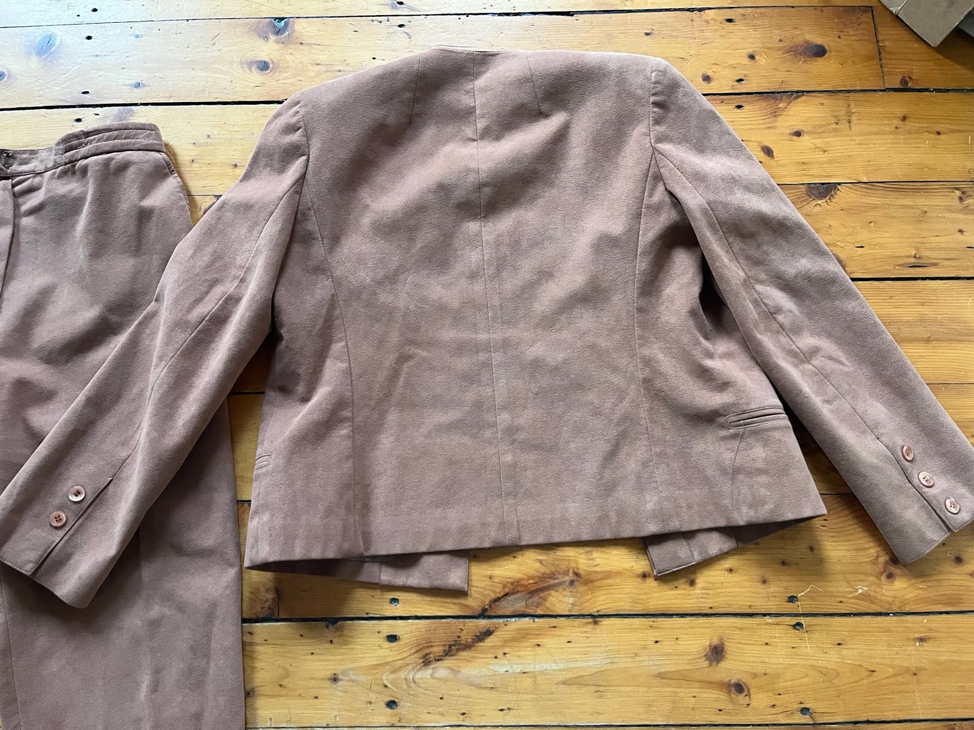 Samuel Robert Ultrasuede Pant Suit Set Size 10 Camel Brown Vintage 70s Old Money 13