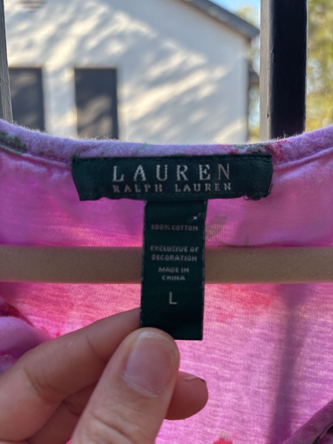 Lauren Ralph Lauren Nightshirt Size L Pink Floral Ruffle Sleeveless 3