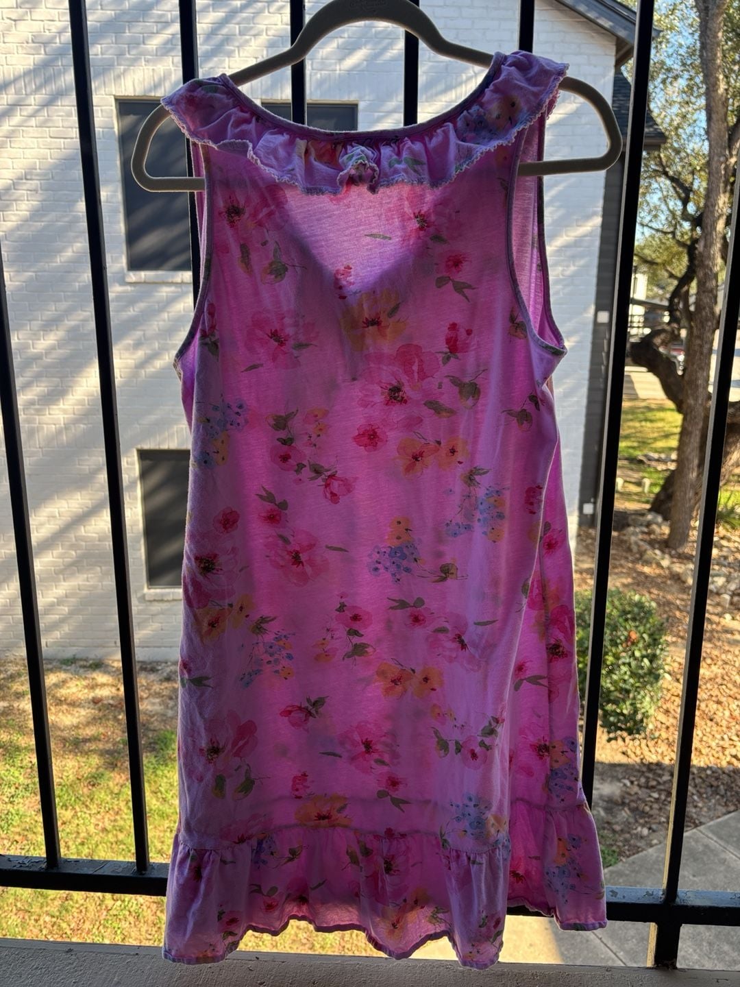 Lauren Ralph Lauren Nightshirt Size L Pink Floral Ruffle Sleeveless 6