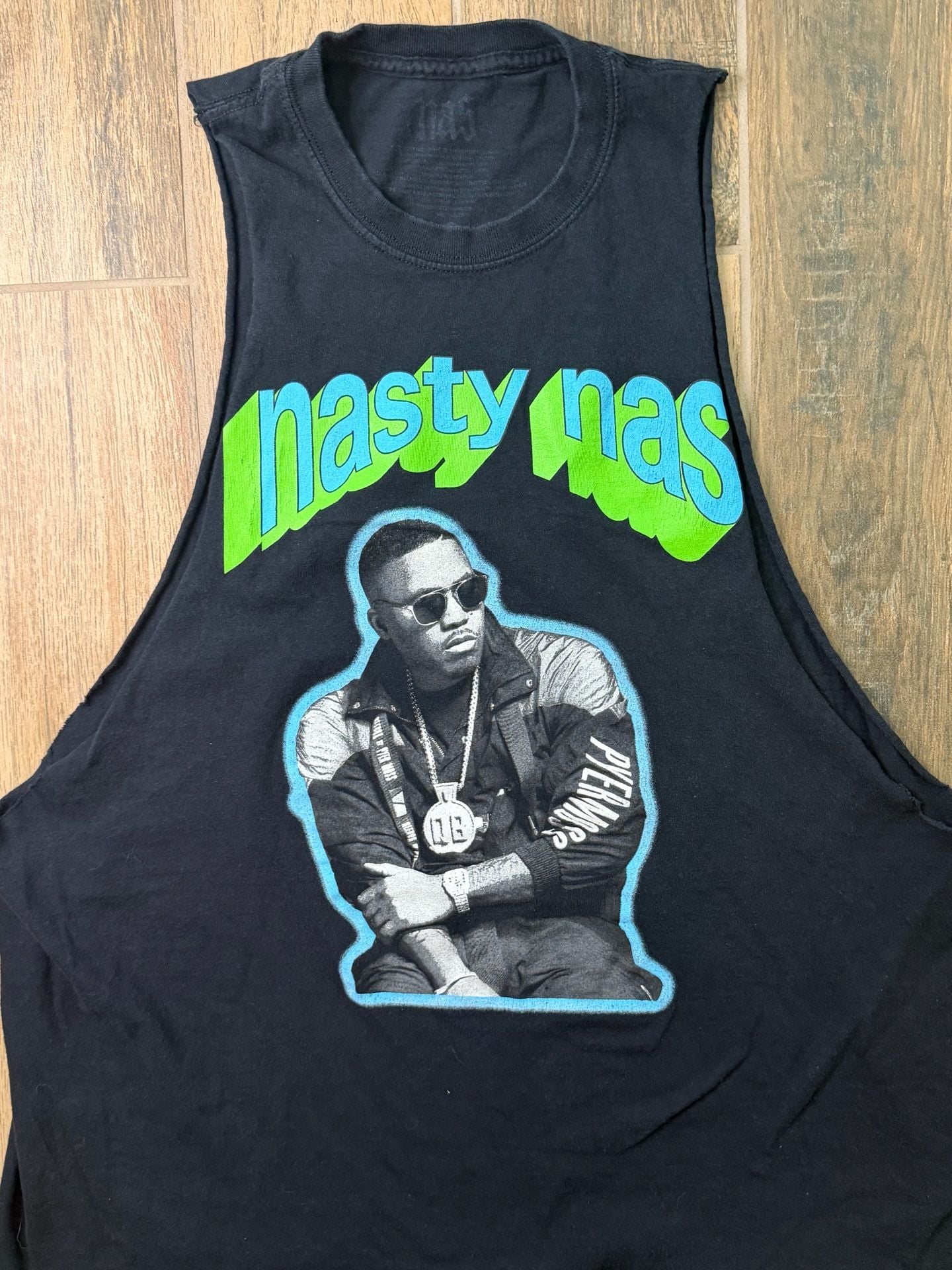 Nas Nasty Nas Graphic Print Black Cotton Drop Armhole Tank Top M 2