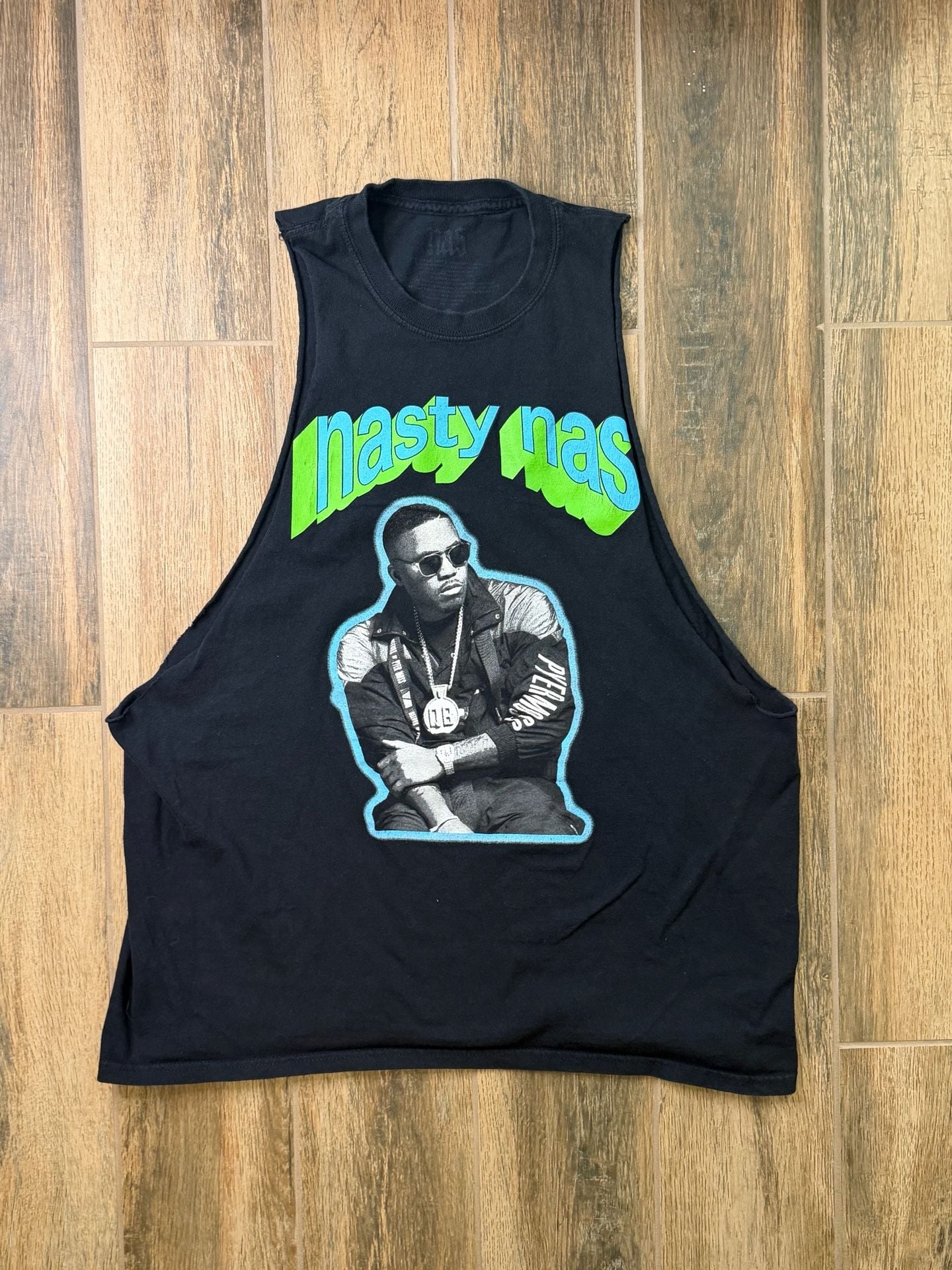 Nas Nasty Nas Graphic Print Black Cotton Drop Armhole Tank Top M 3