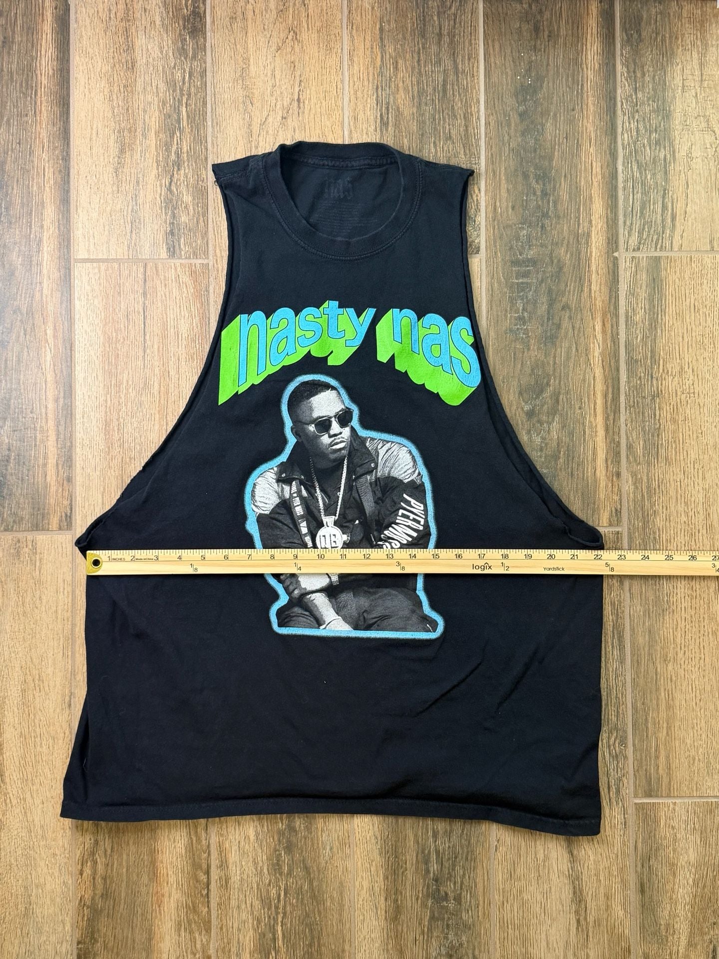 Nas Nasty Nas Graphic Print Black Cotton Drop Armhole Tank Top M 5
