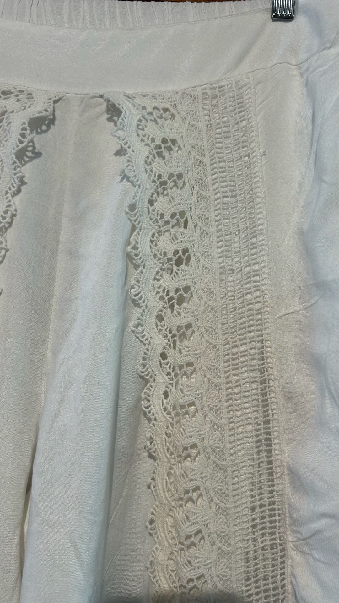 Josa Beachwear by Japna Pants Size XL White Viscose Crochet Trim Harem 3