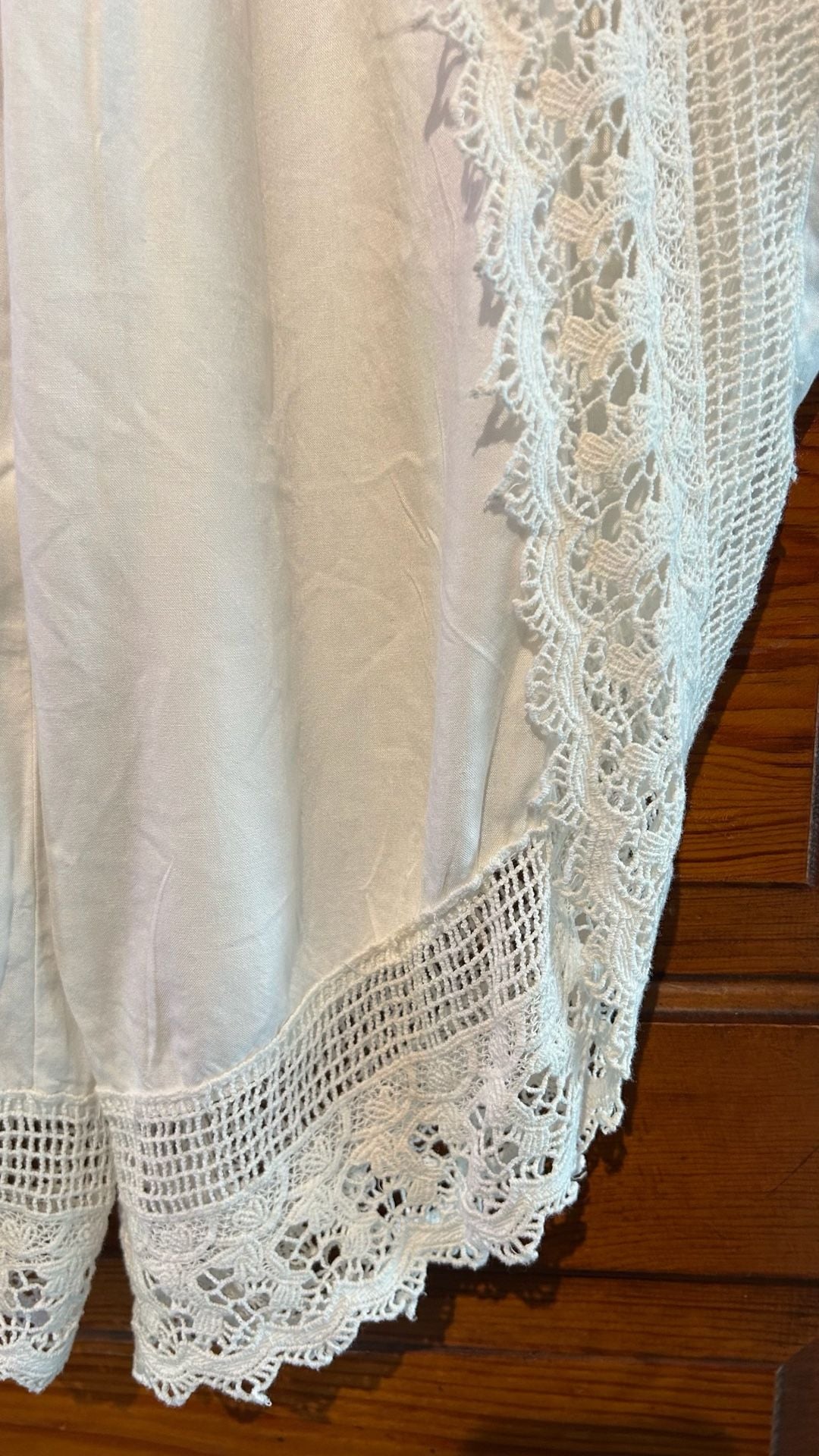 Josa Beachwear by Japna Pants Size XL White Viscose Crochet Trim Harem 4