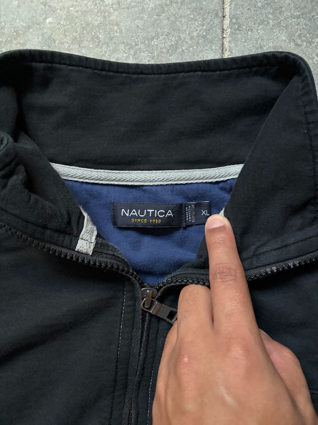 Nautica 1/4 Zip Pullover Size XL Black Cotton Contrast Stitching 3