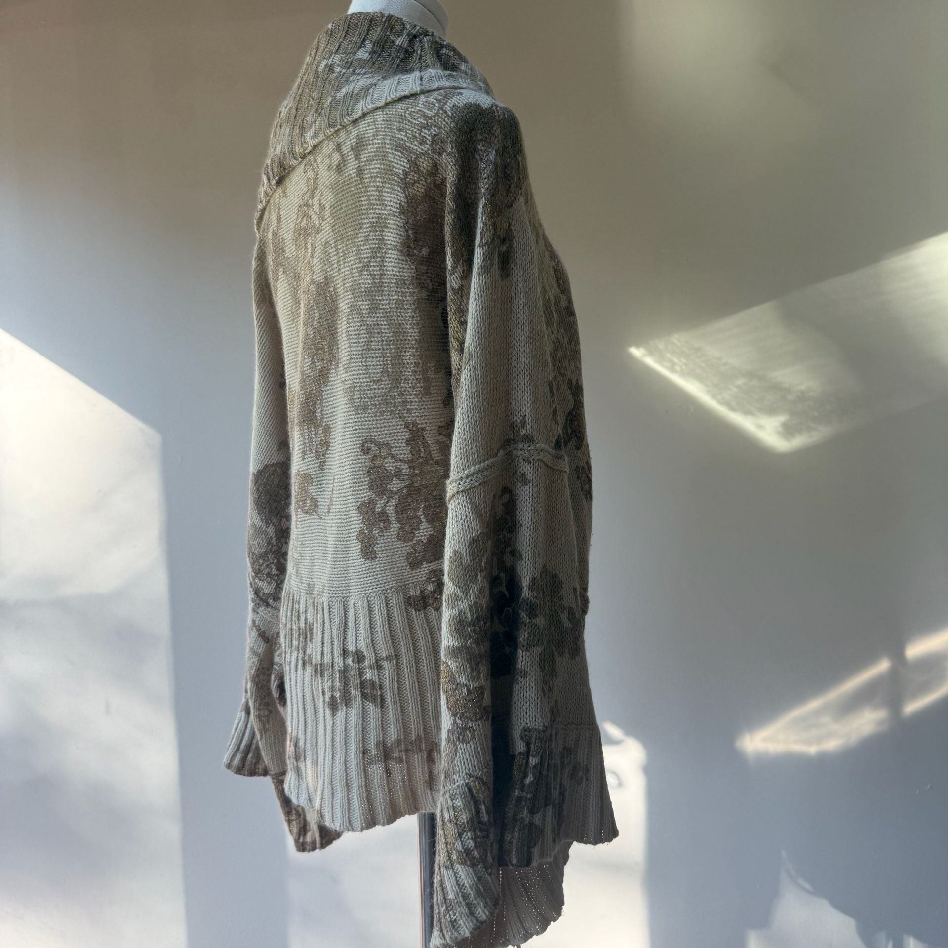 Cowl Neck Bell Sleeve Sweater Beige Gold 5