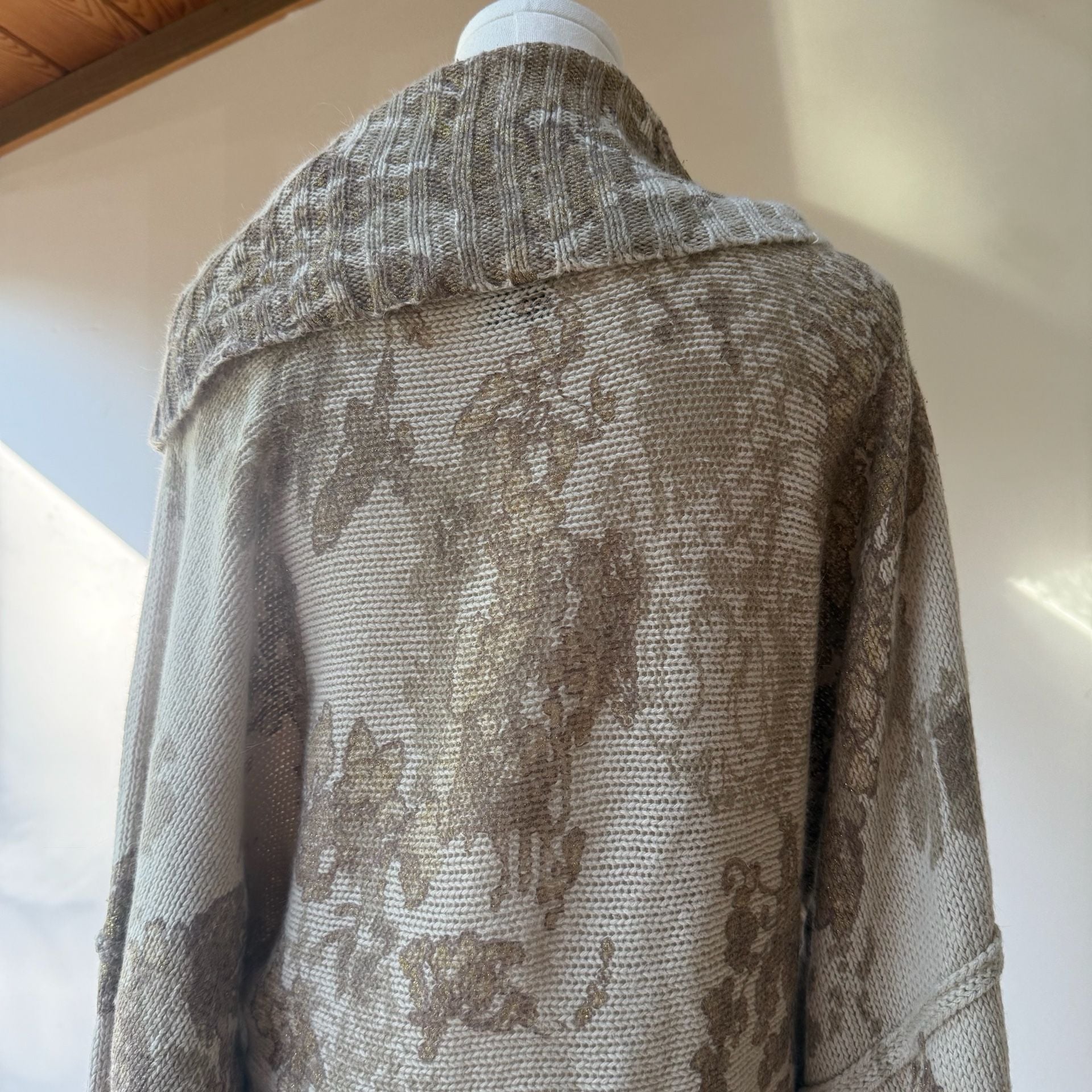 Cowl Neck Bell Sleeve Sweater Beige Gold 16