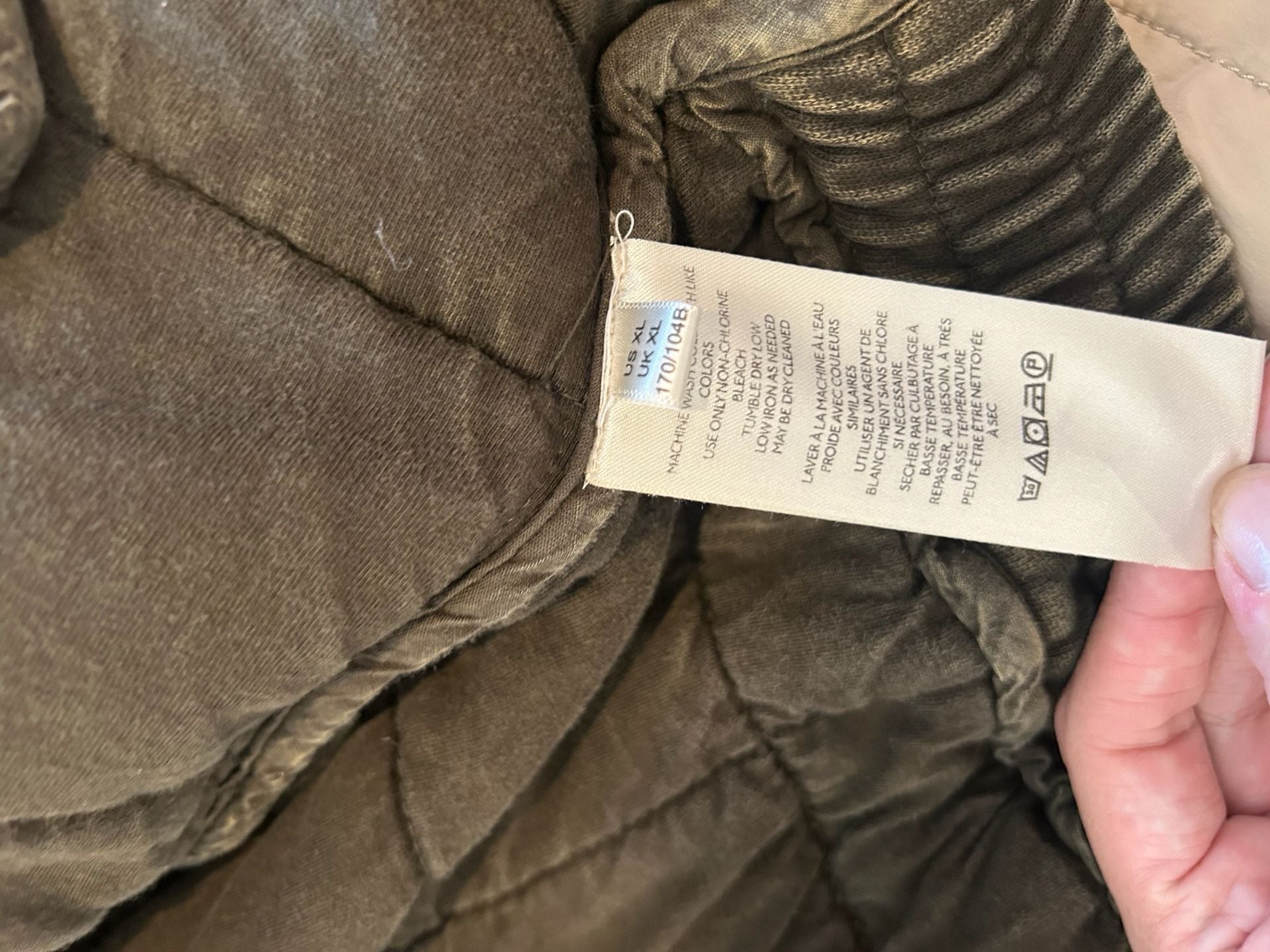Free People Quilted Zip Jacket XL Olive Green Distressed 8