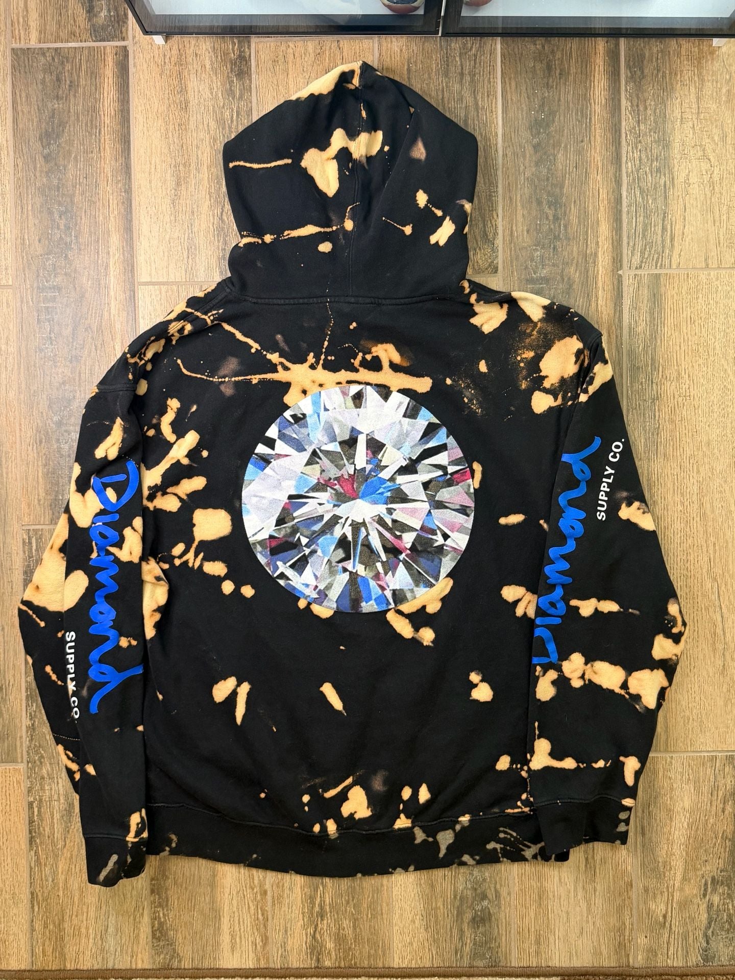 Y2K Diamond Supply Co Bleach Tie Dye Hoodie Black Large 1/1 personalized! 2