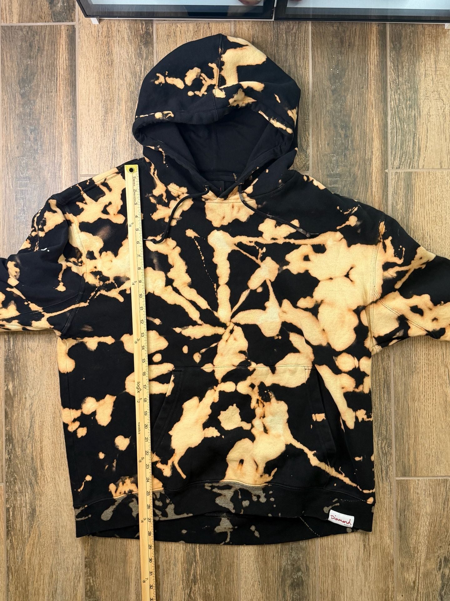 Y2K Diamond Supply Co Bleach Tie Dye Hoodie Black Large 1/1 personalized! 8