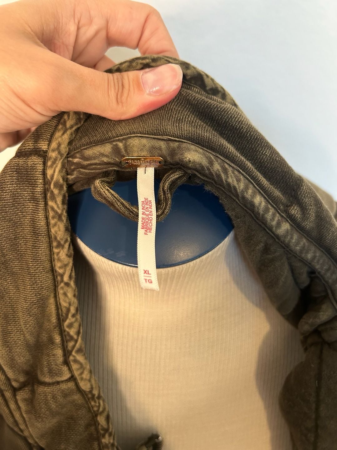 Free People Quilted Zip Jacket XL Olive Green Distressed 7