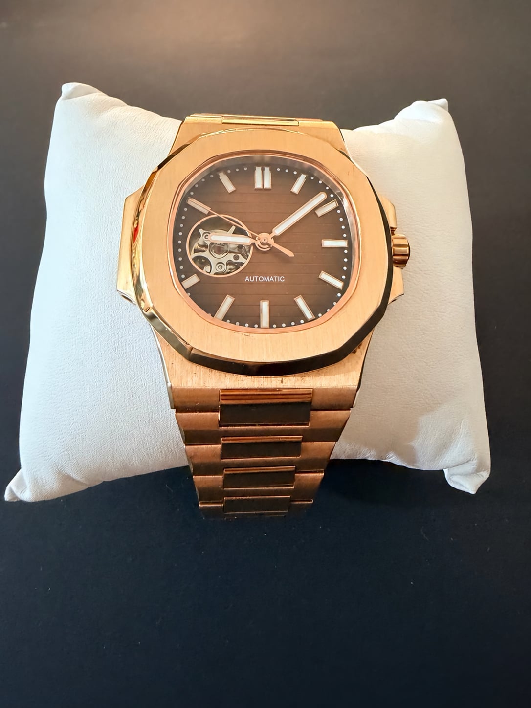 Custom Mod 40mm NH38 Automatic Open Heart Rose Gold 4