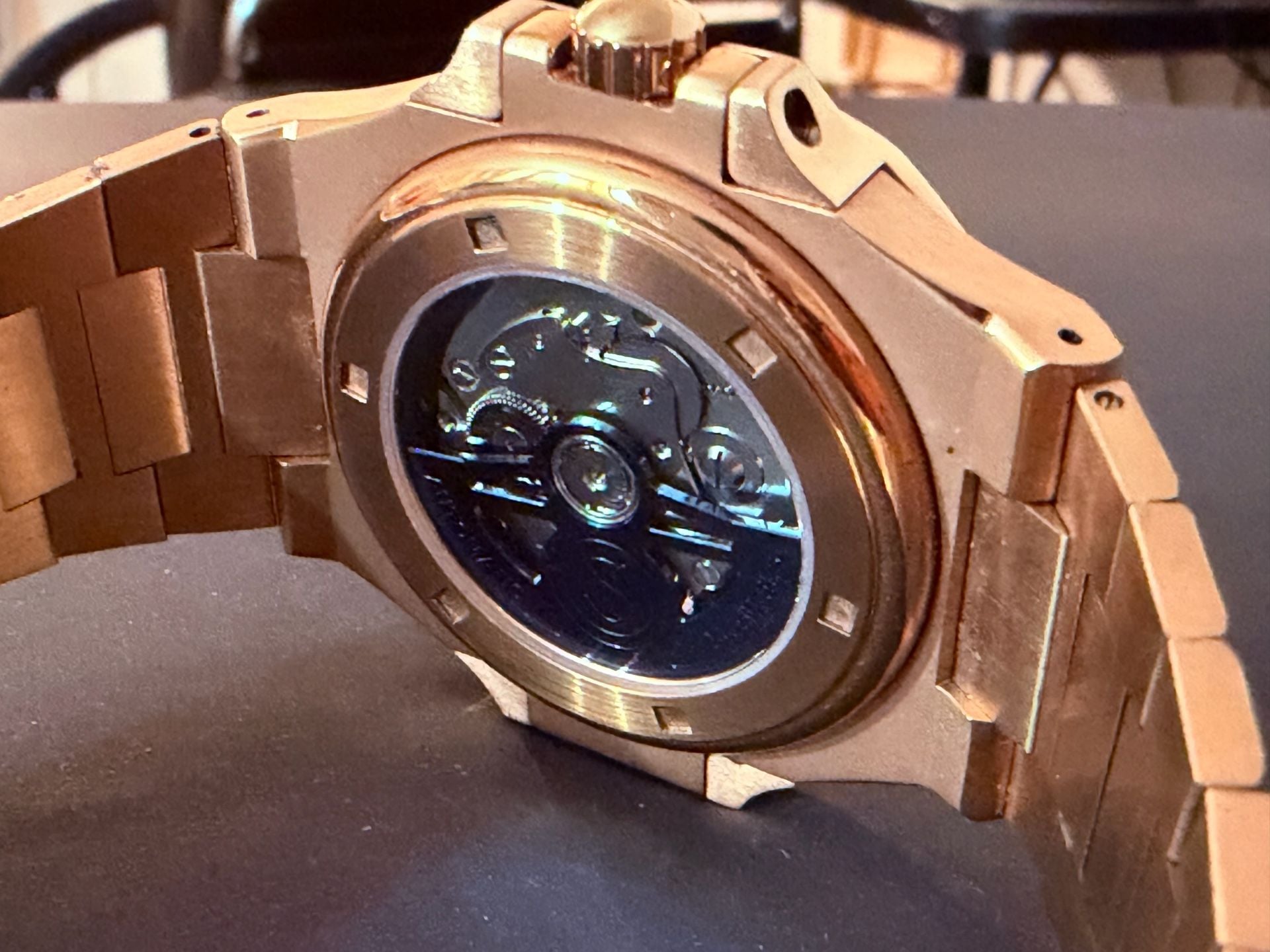 Custom Mod 40mm NH38 Automatic Open Heart Rose Gold 7